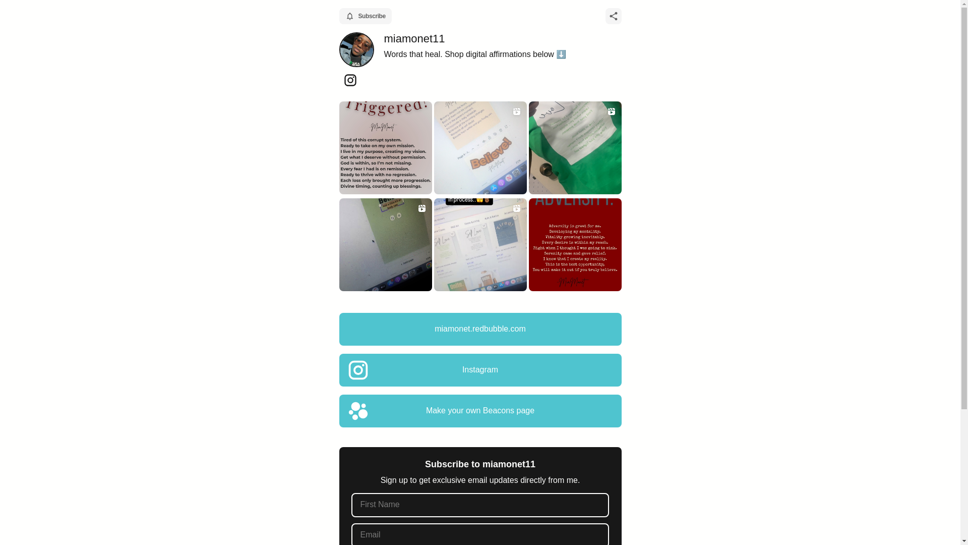 website screenshot of https://miamonet11.store/