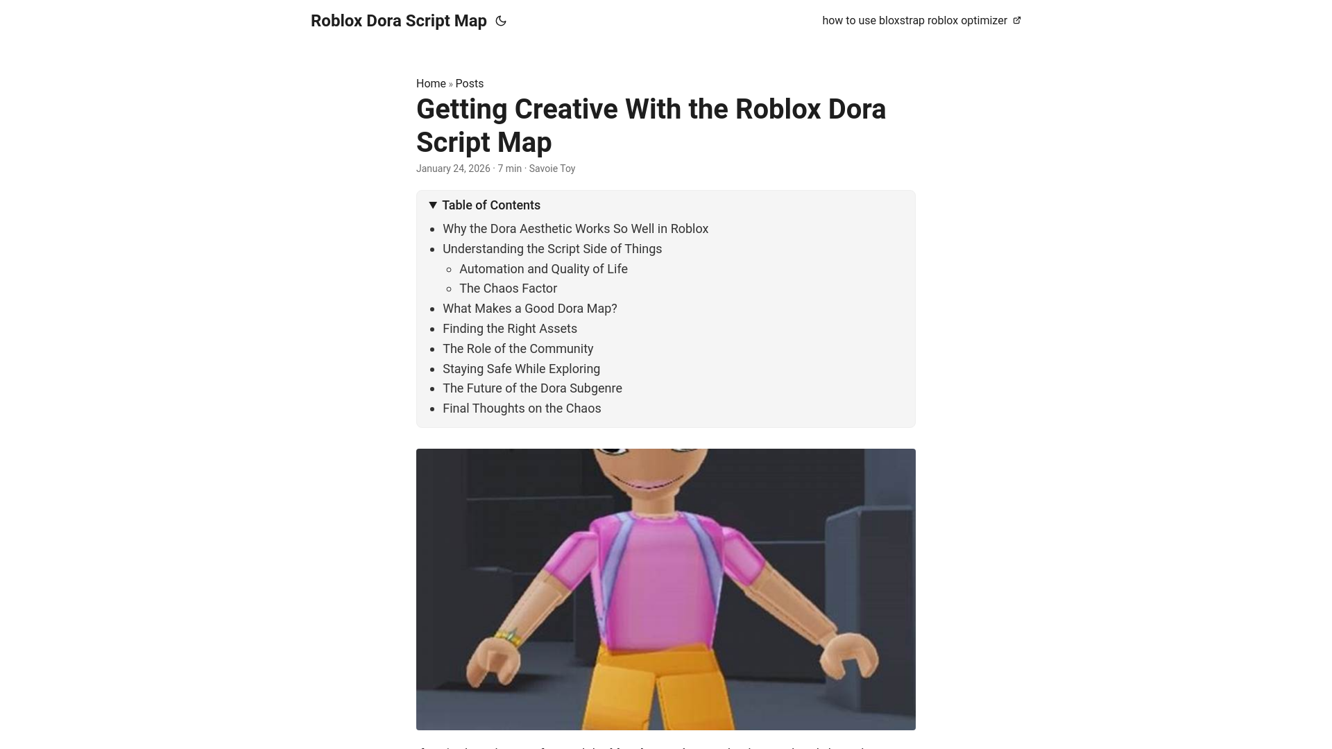 website screenshot of https://roblox-dora-script-map.pages.dev/