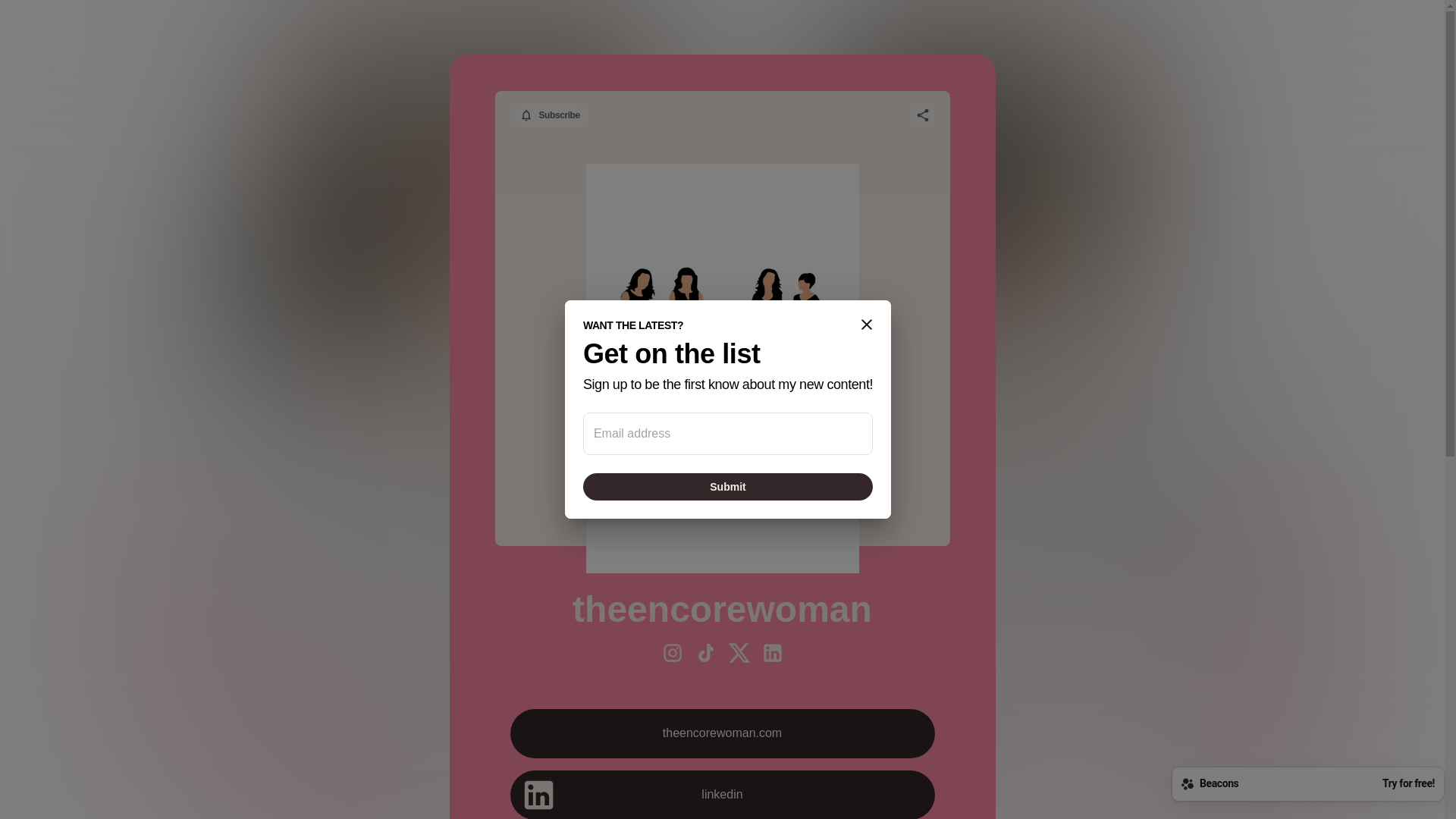 website screenshot of https://theencorewoman.live/