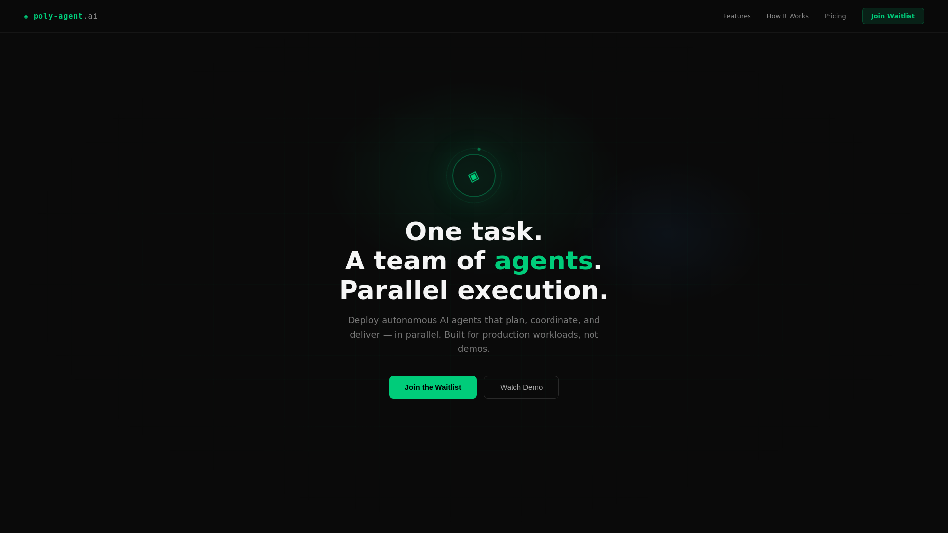 website screenshot of https://poly-agent-landing.pages.dev/