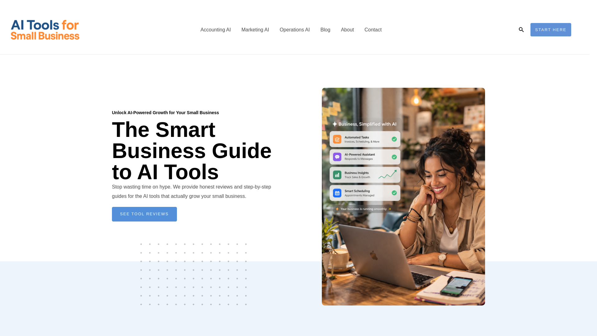website screenshot of https://getaismallbiztools.com/