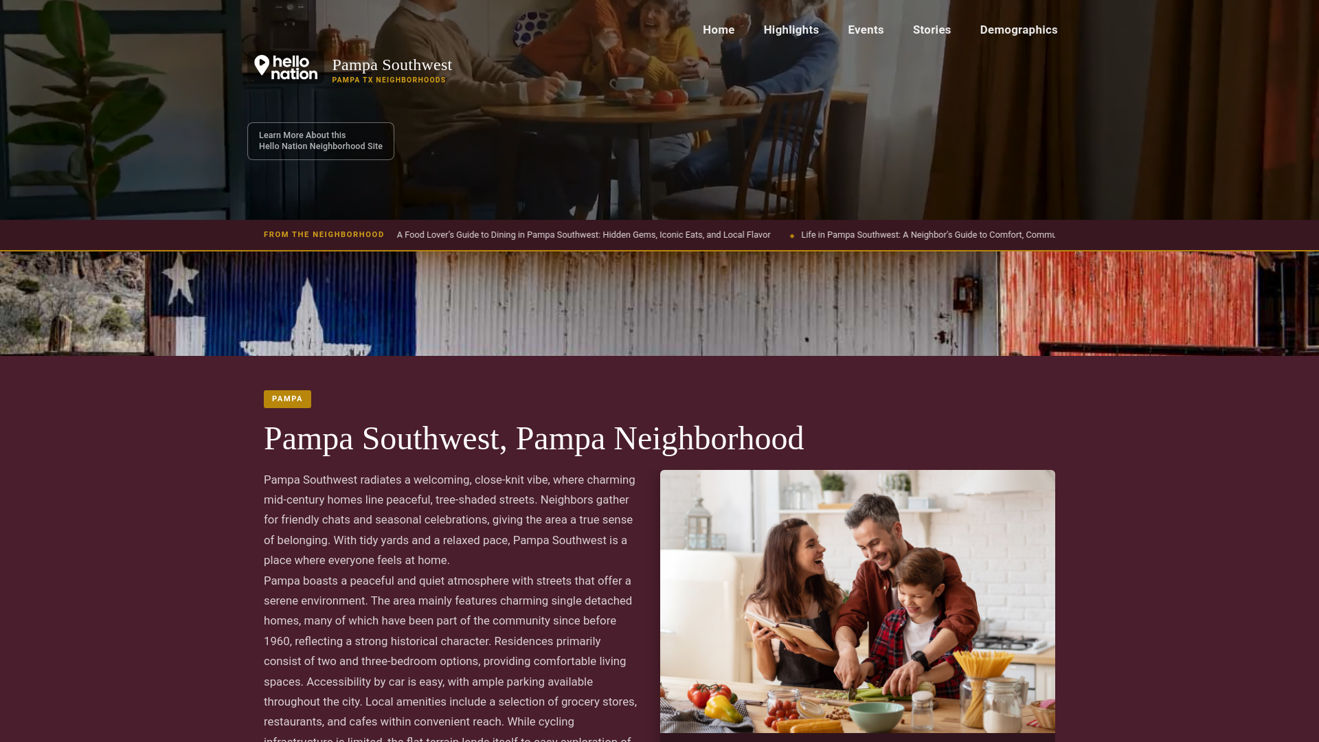 website screenshot of https://pampasouthwestpampaneighborhood.org/