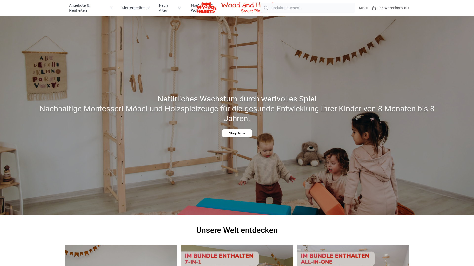 website screenshot of https://woodandheartsshop.shop