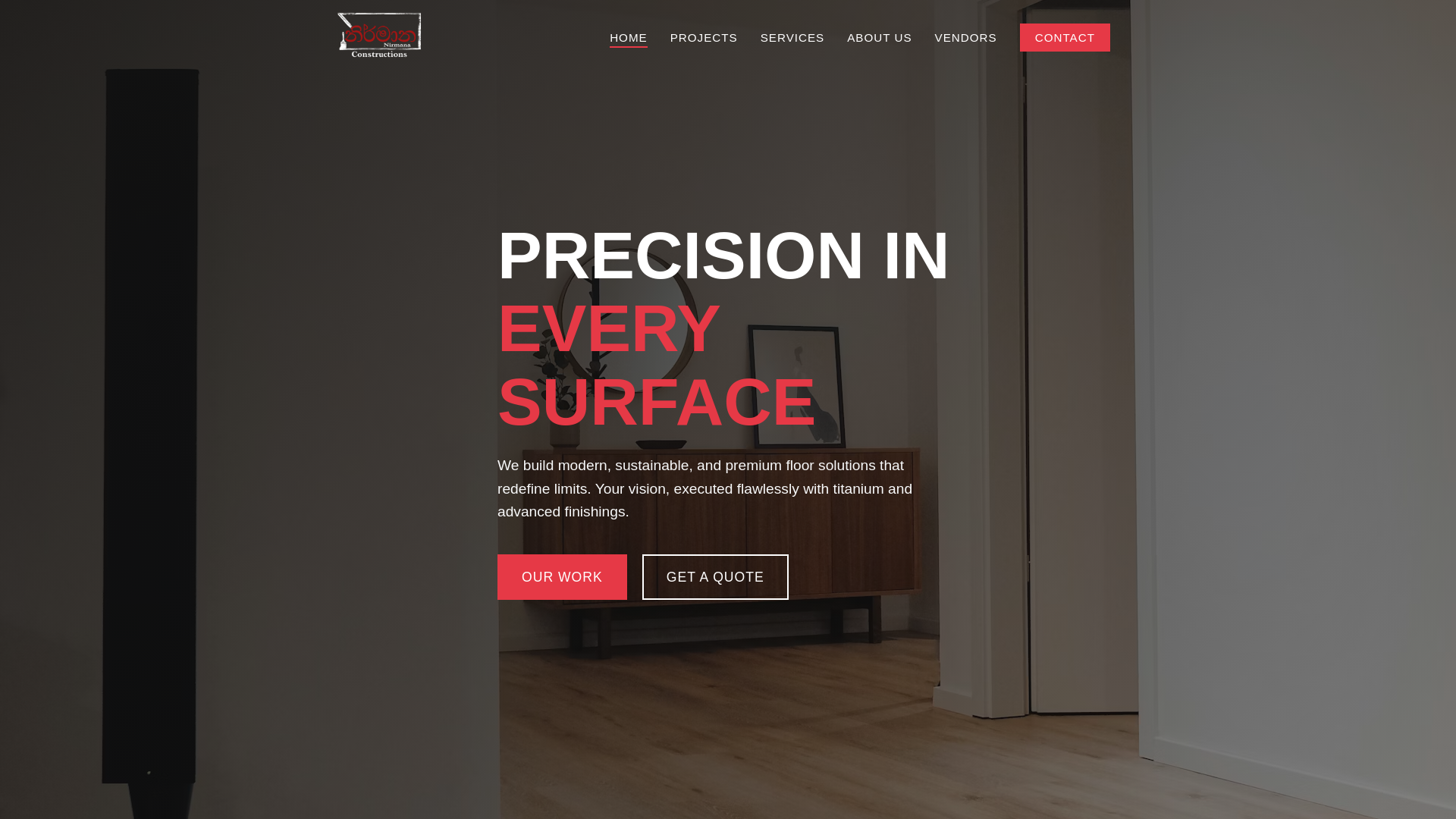 website screenshot of https://nirmanaconstructions.com