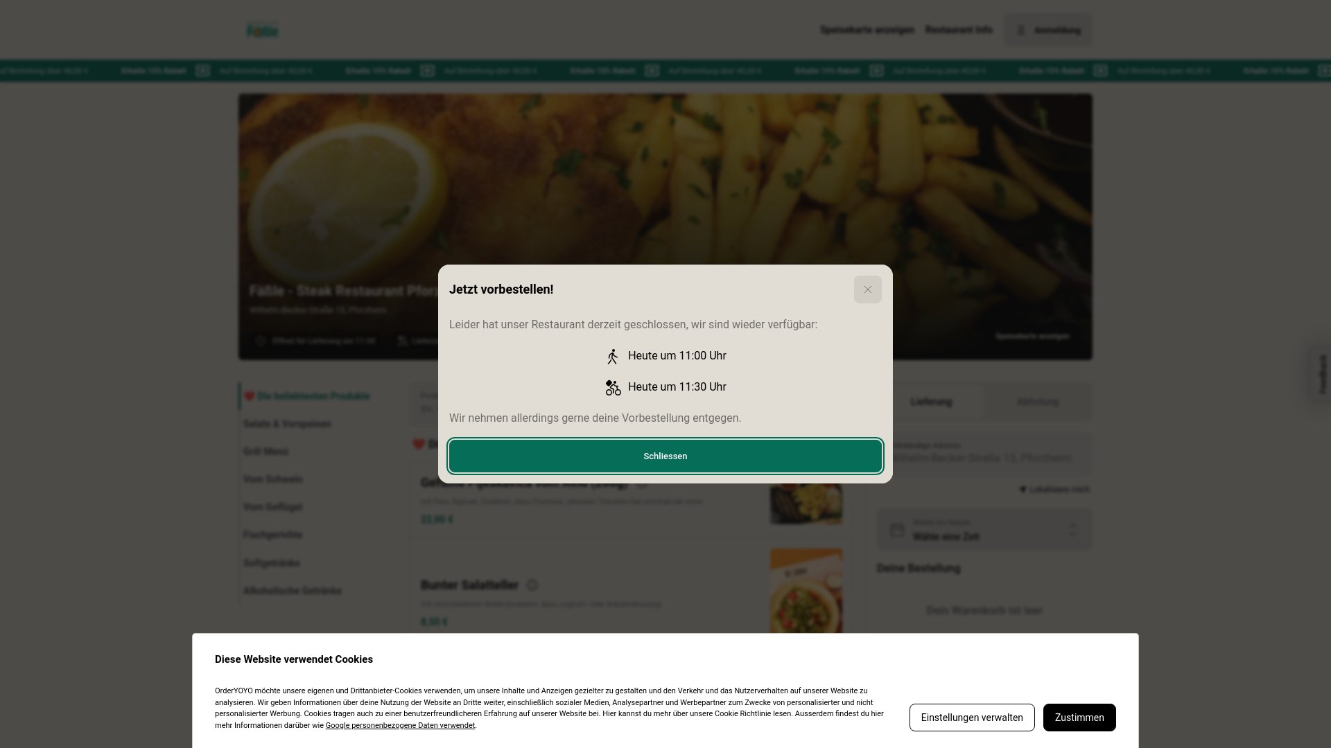 website screenshot of https://faesslerestaurant.de