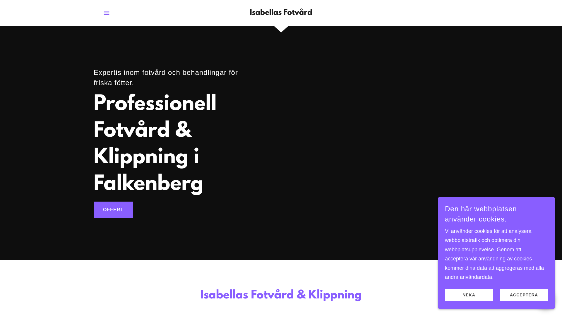 website screenshot of https://isabellasfotvard.se/