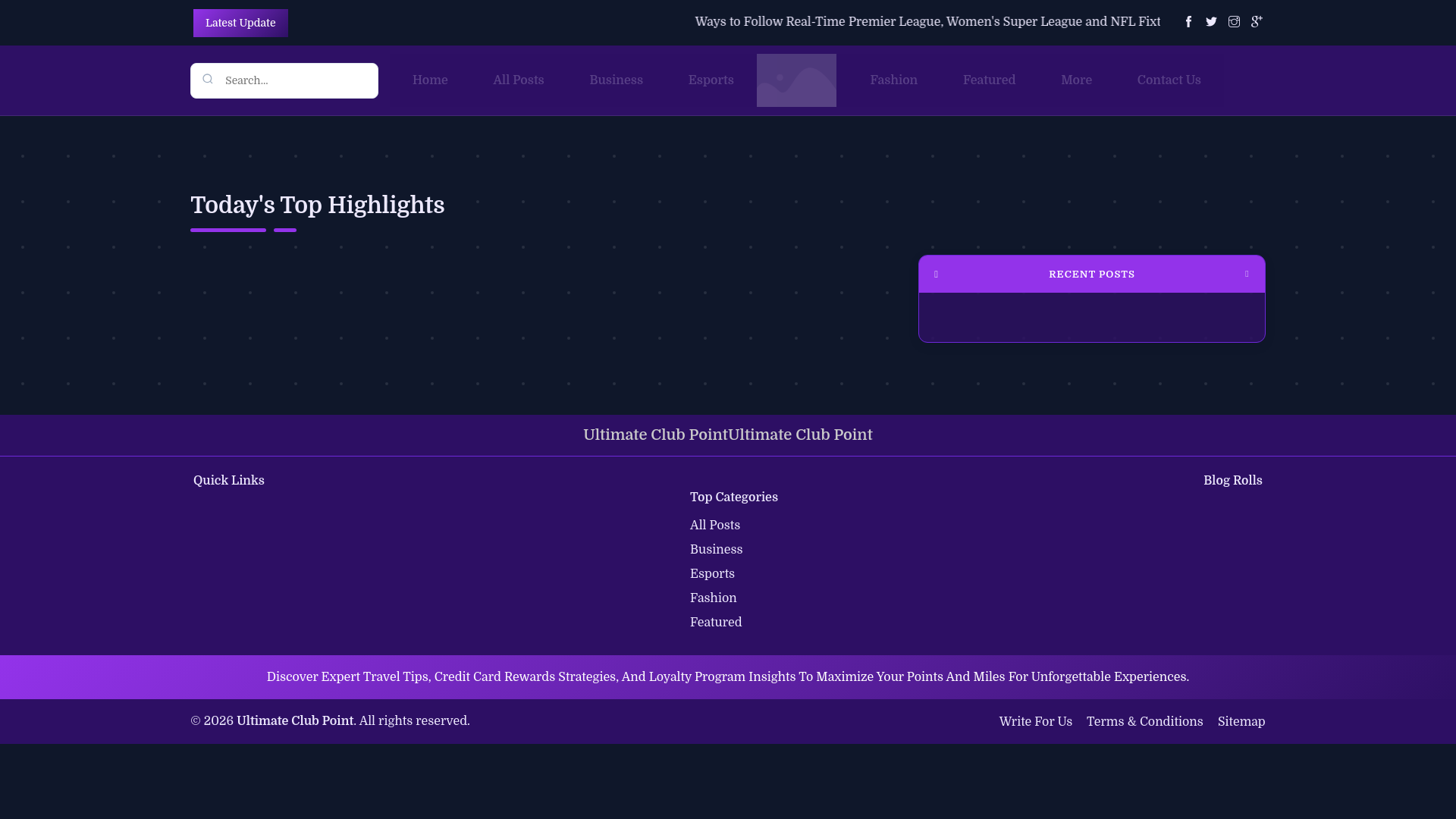website screenshot of https://ultimateclubpoint.com/
