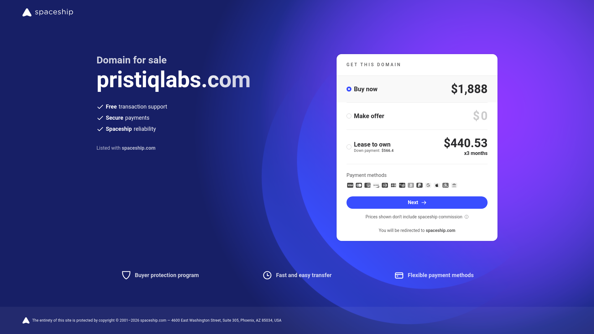 website screenshot of https://pristiqlabs.com/