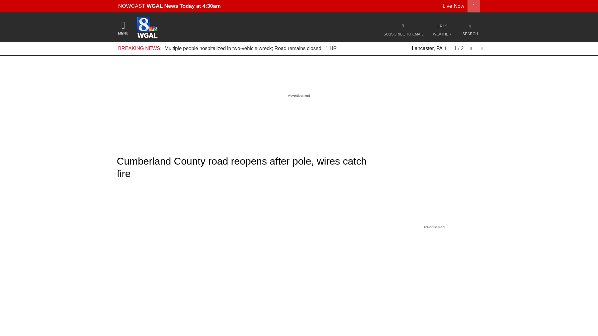 website screenshot of https://www.wgal.com/article/pa-camp-hill-pole-wires-fire-road-closed/70819508