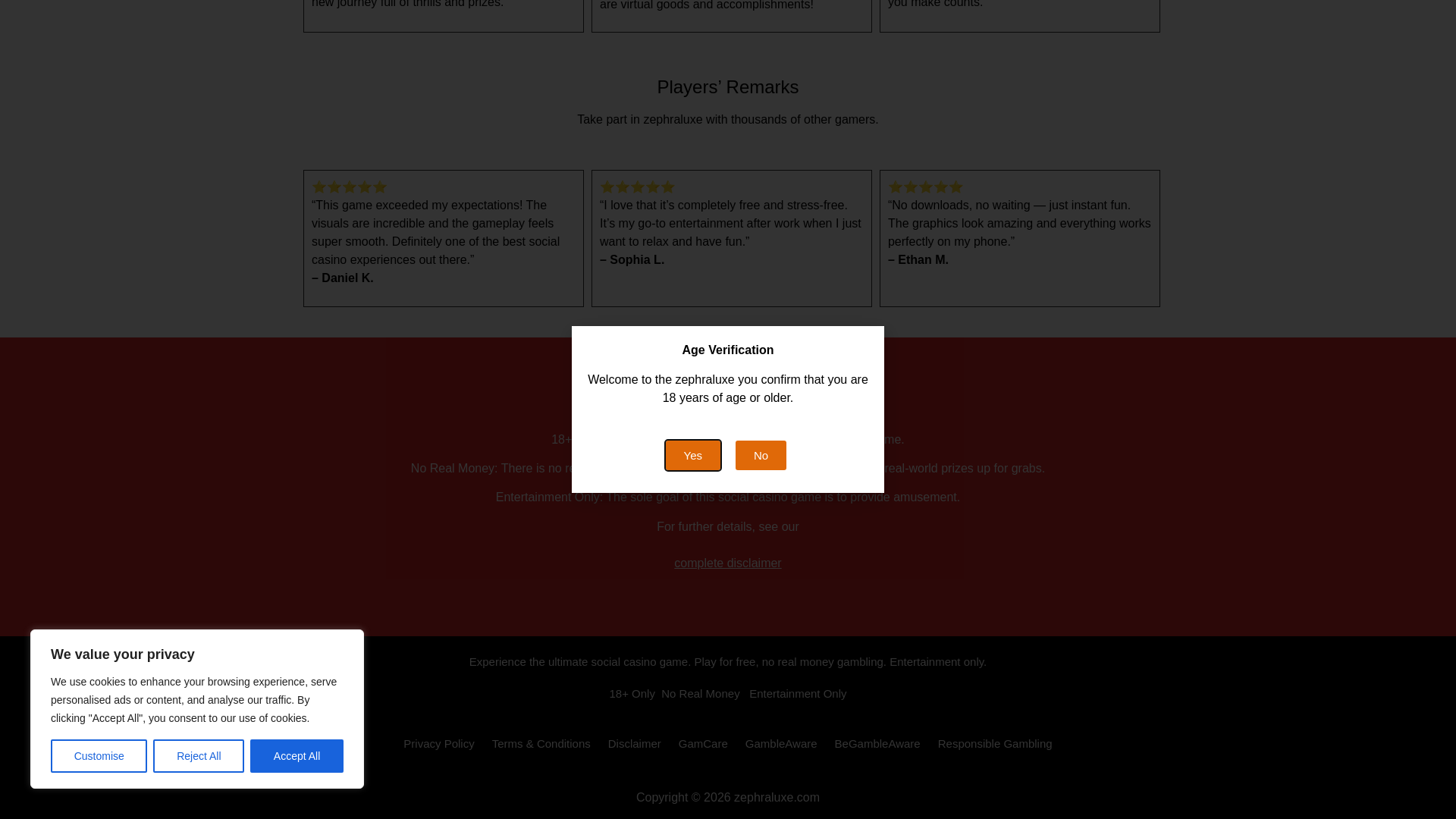 website screenshot of https://zephraluxe.com/