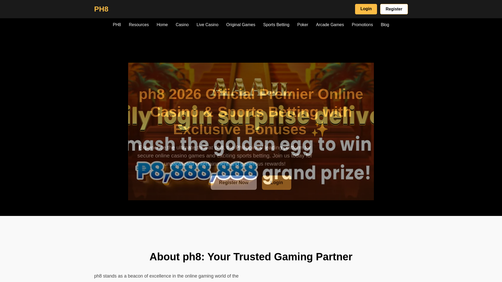 website screenshot of https://ph8phvip.com/