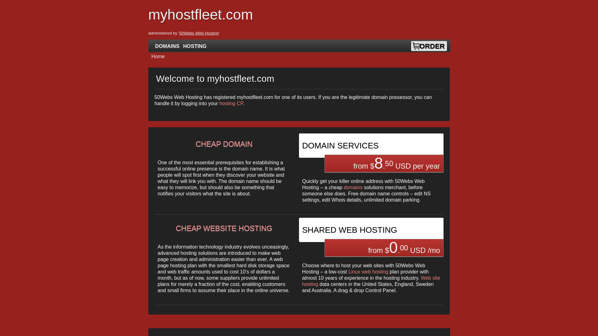 website screenshot of https://myhostfleet.com