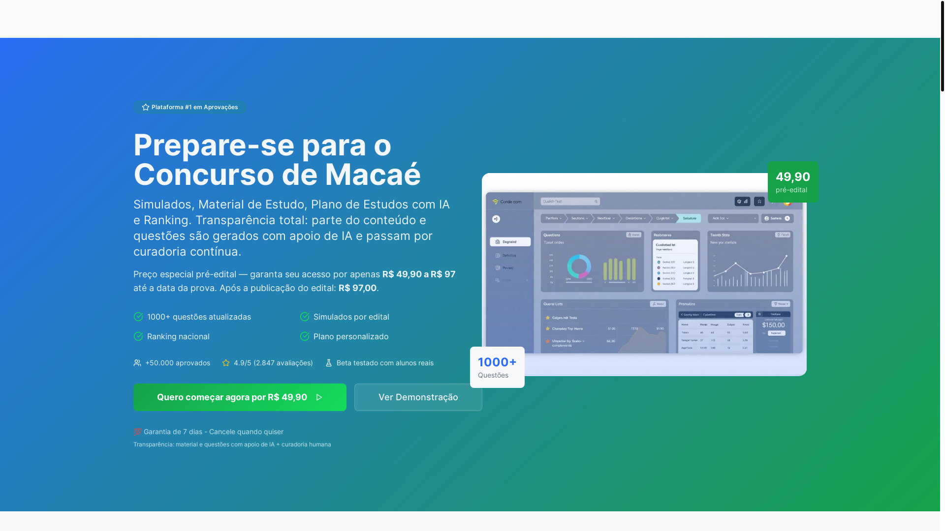 website screenshot of https://aprovacargomais.com.br/