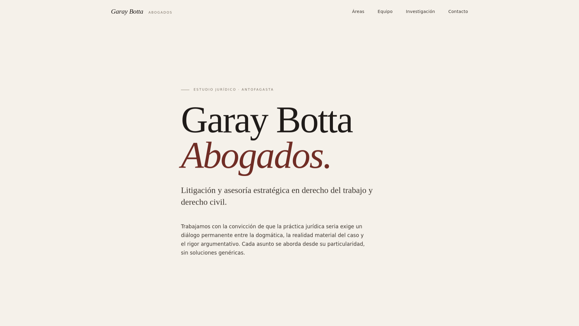 website screenshot of https://estudiogaraybotta.cl/