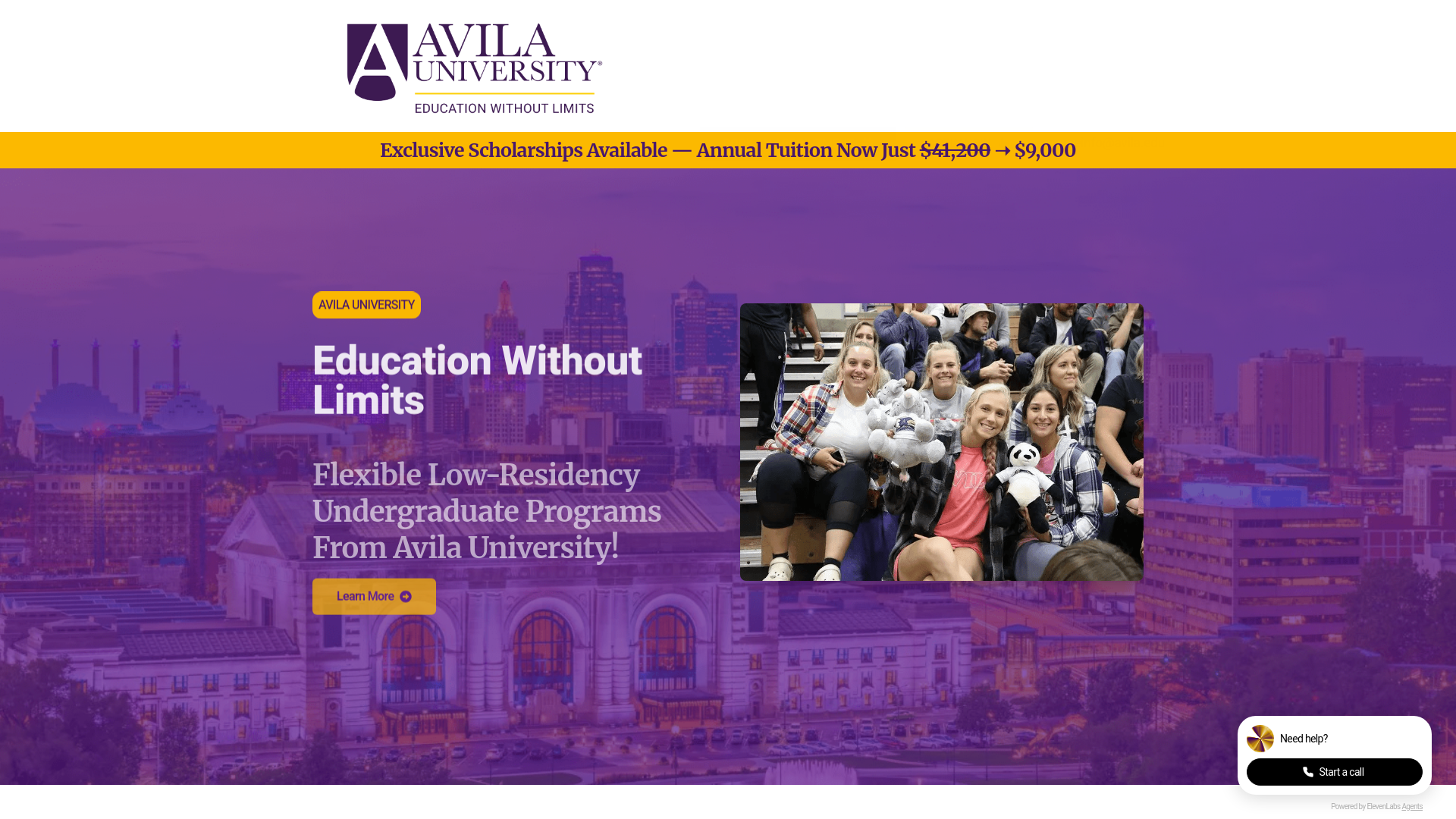 website screenshot of https://get2uni-avila-landing-page.pages.dev/