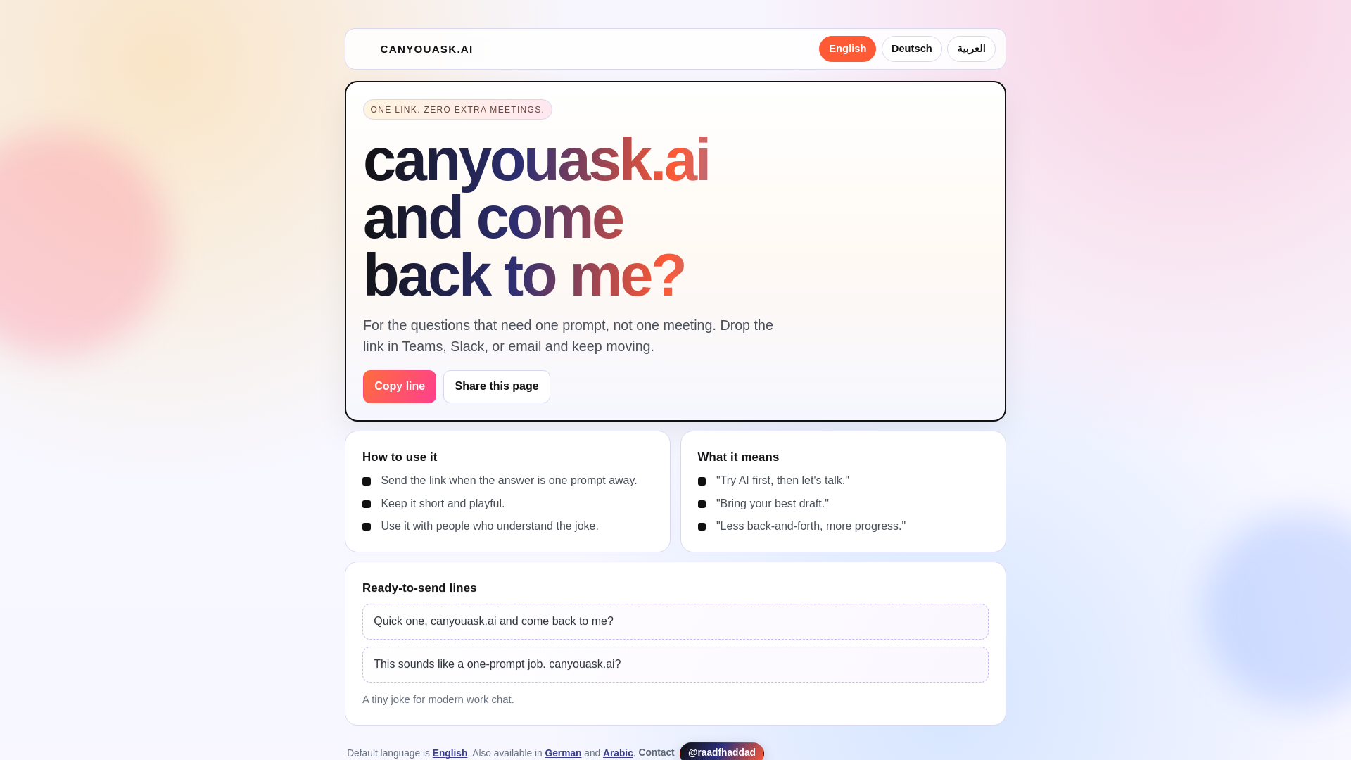 website screenshot of https://canyouask.ai/