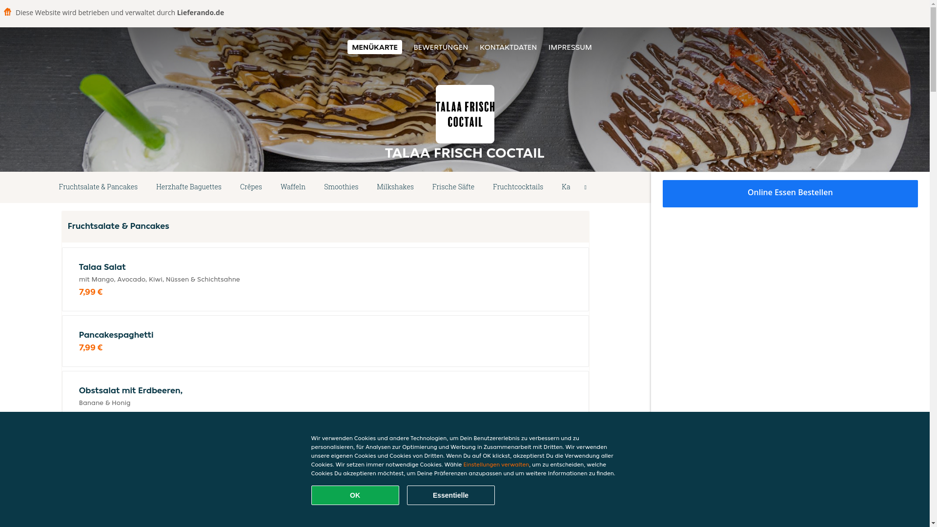 website screenshot of https://talaafrischcoctail-zwickau.de/