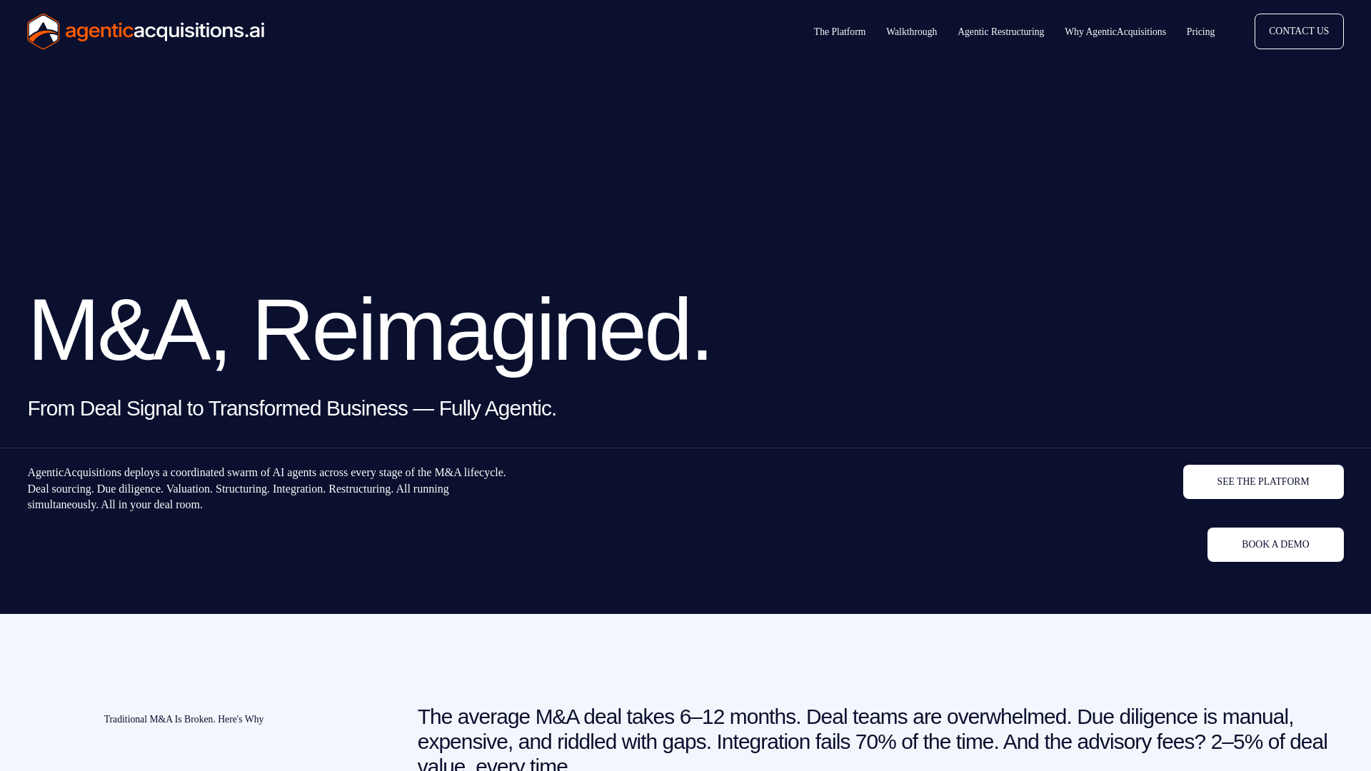 website screenshot of https://agenticaquisitions.ai