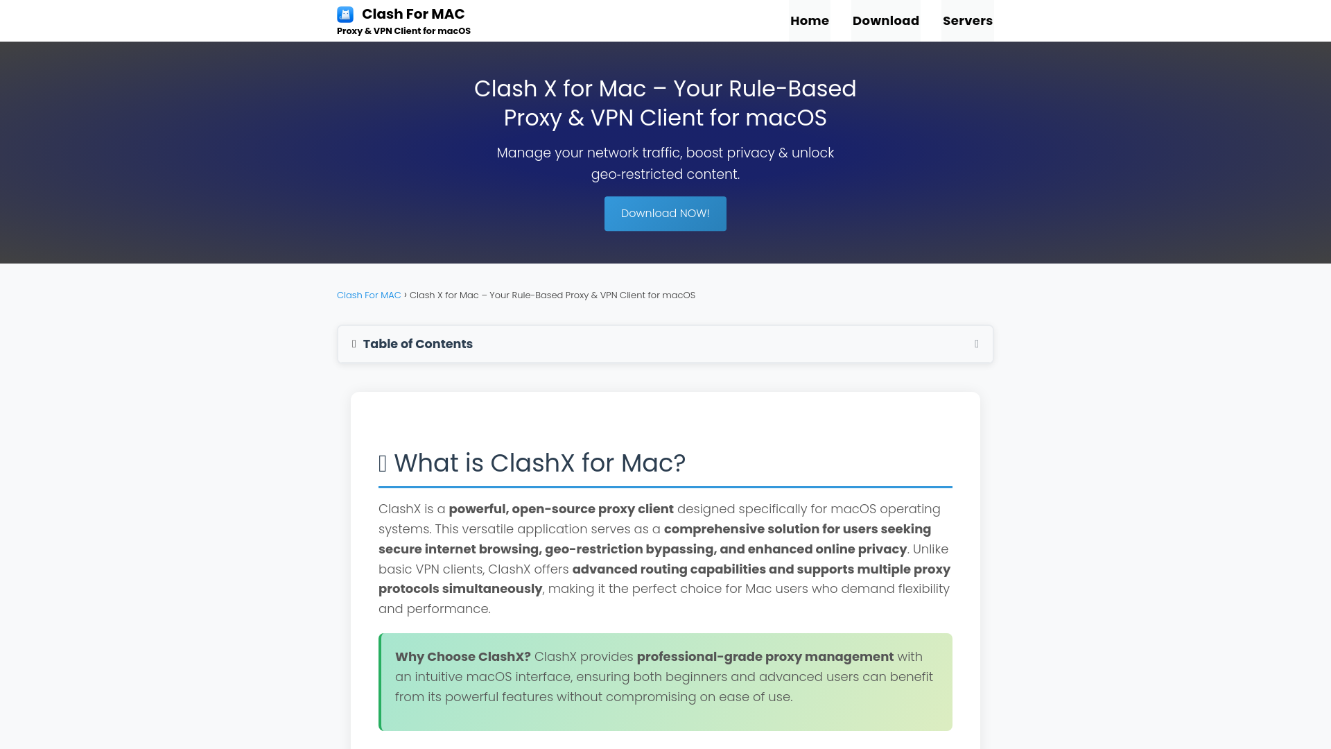 website screenshot of https://clashformac.net