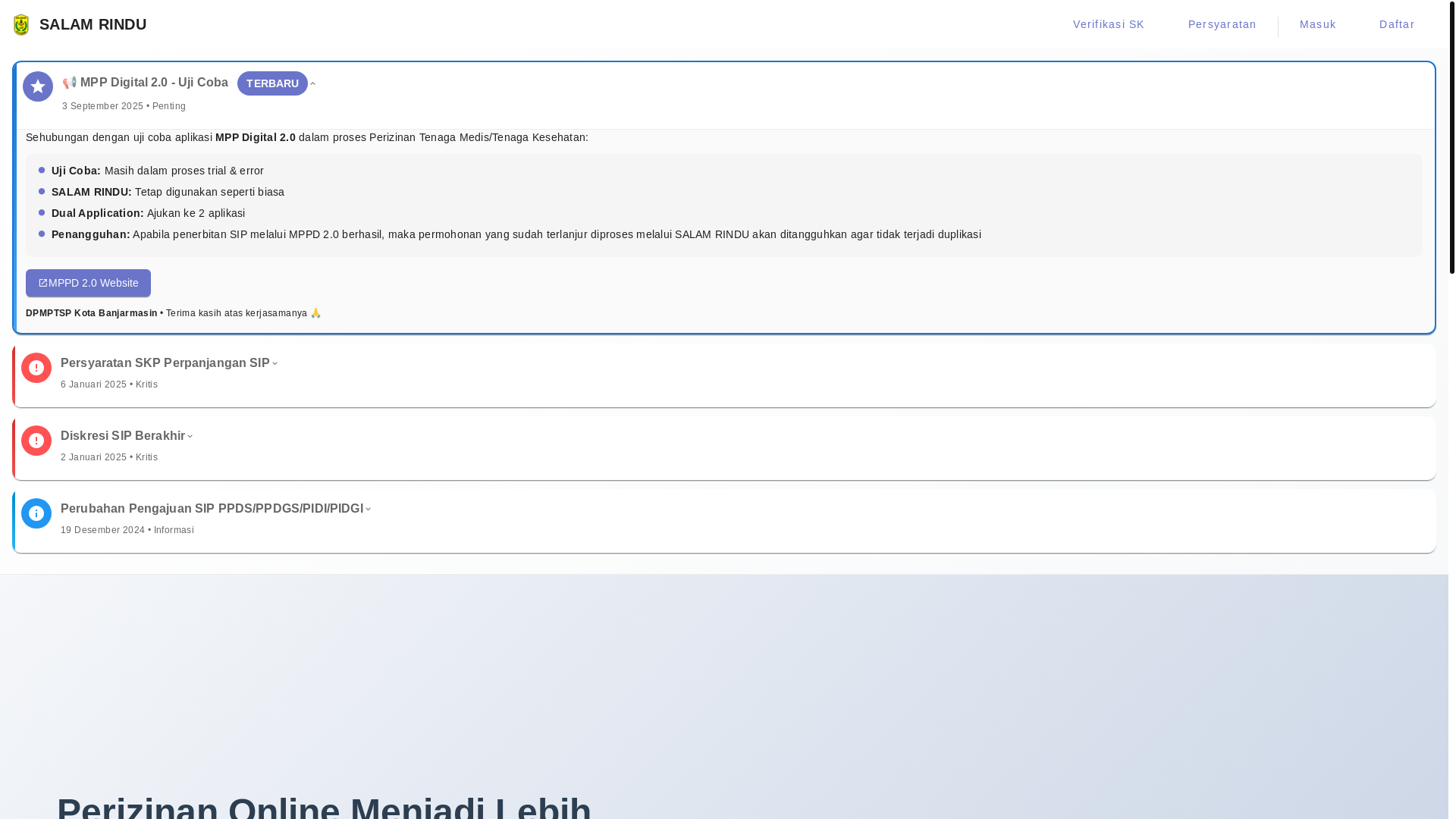 website screenshot of https://salam-rindu.banjarmasinkota.go.id/