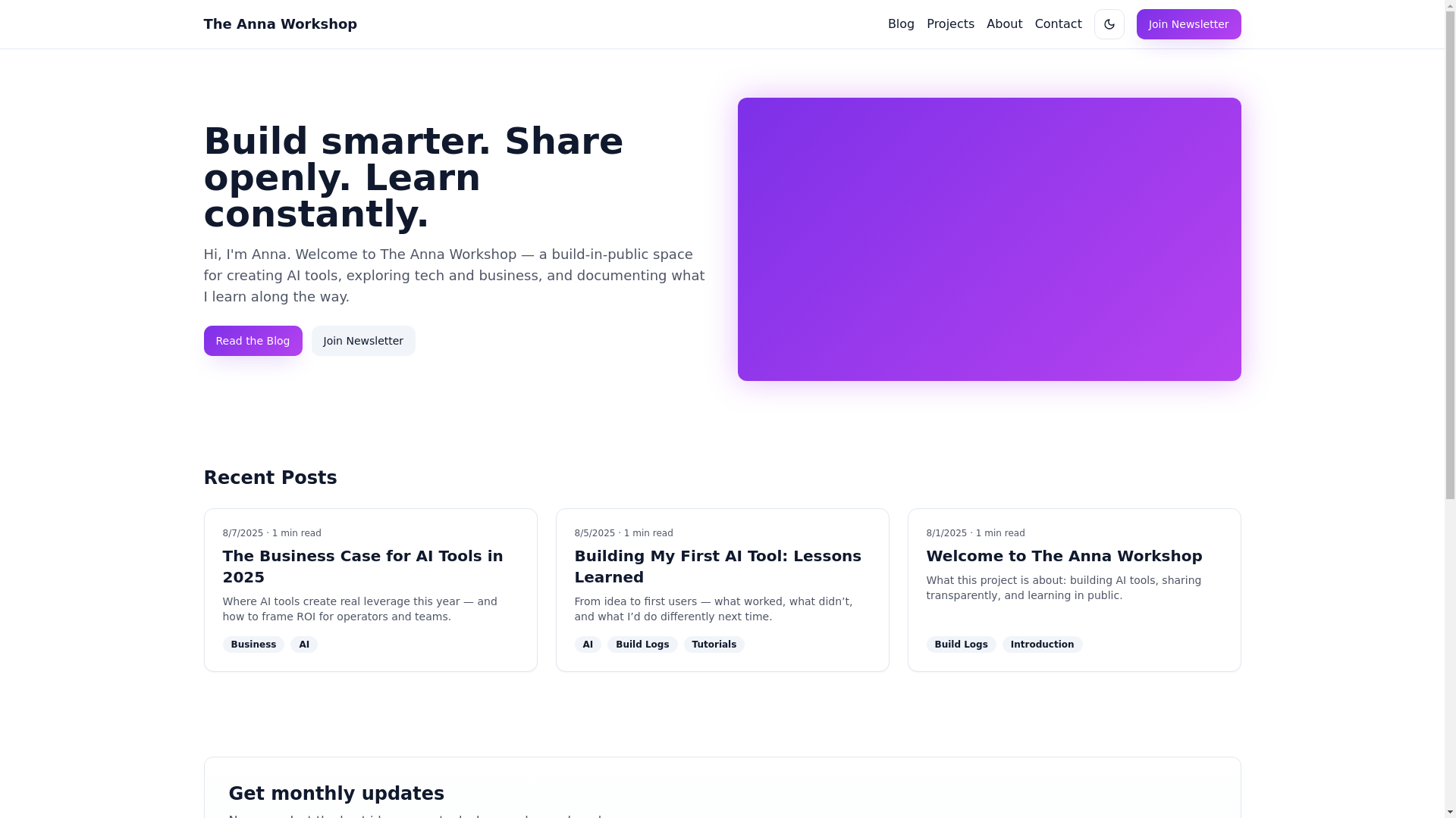 website screenshot of https://the-anna-workshop.pages.dev/