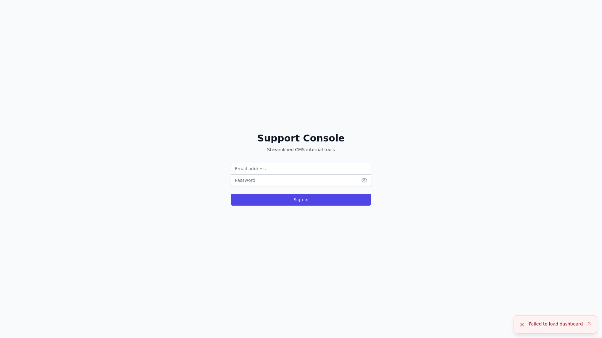 website screenshot of https://streamlined-cms-support-console-staging.pages.dev/