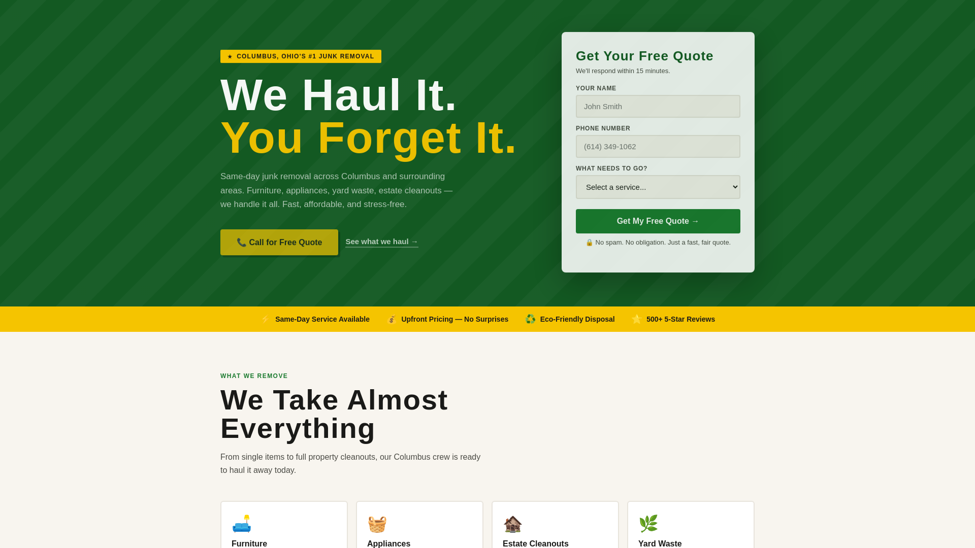 website screenshot of https://junkremovalcolumbusco.com/