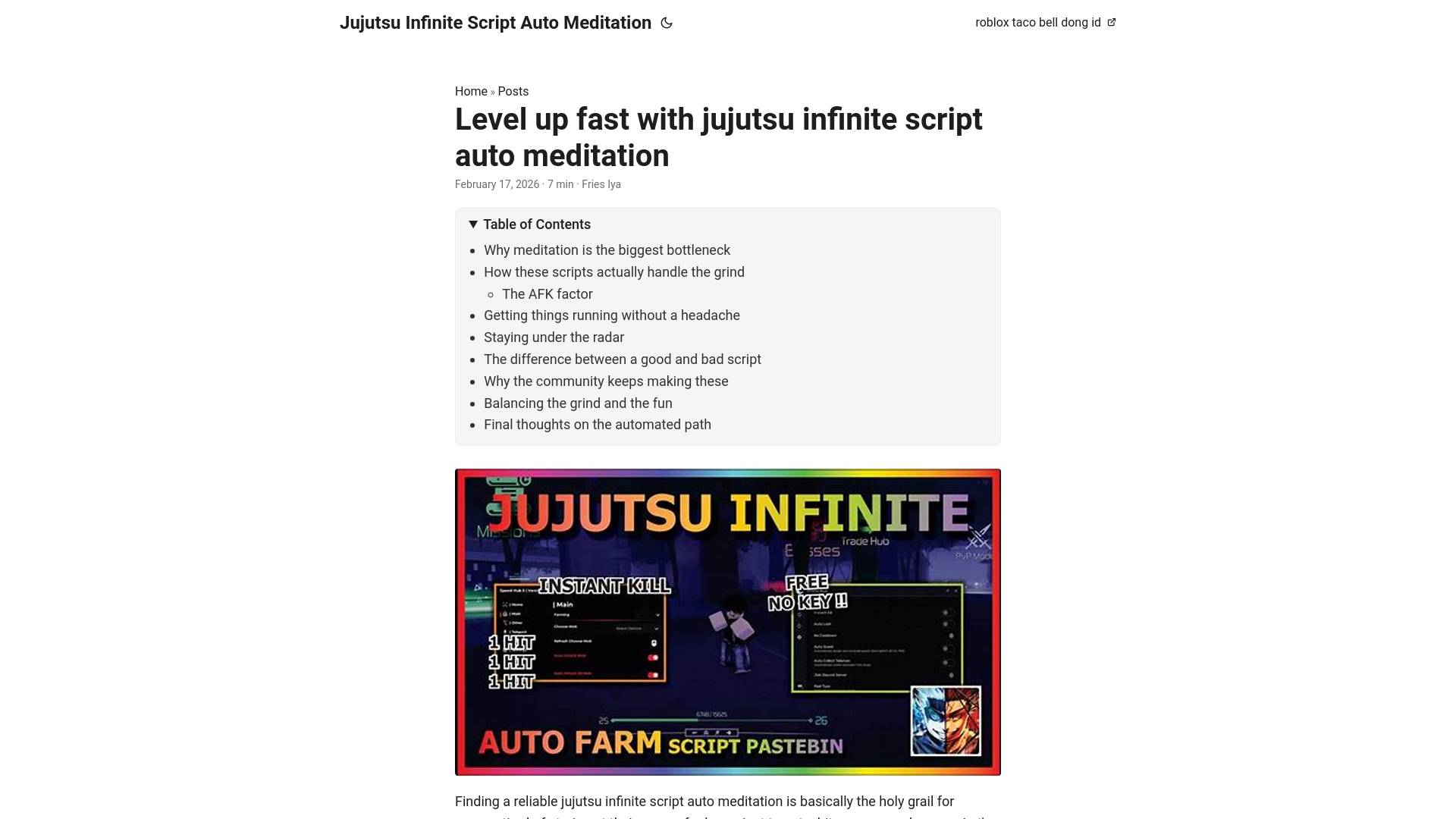 website screenshot of https://jujutsu-infinite-script-auto-meditation.pages.dev/