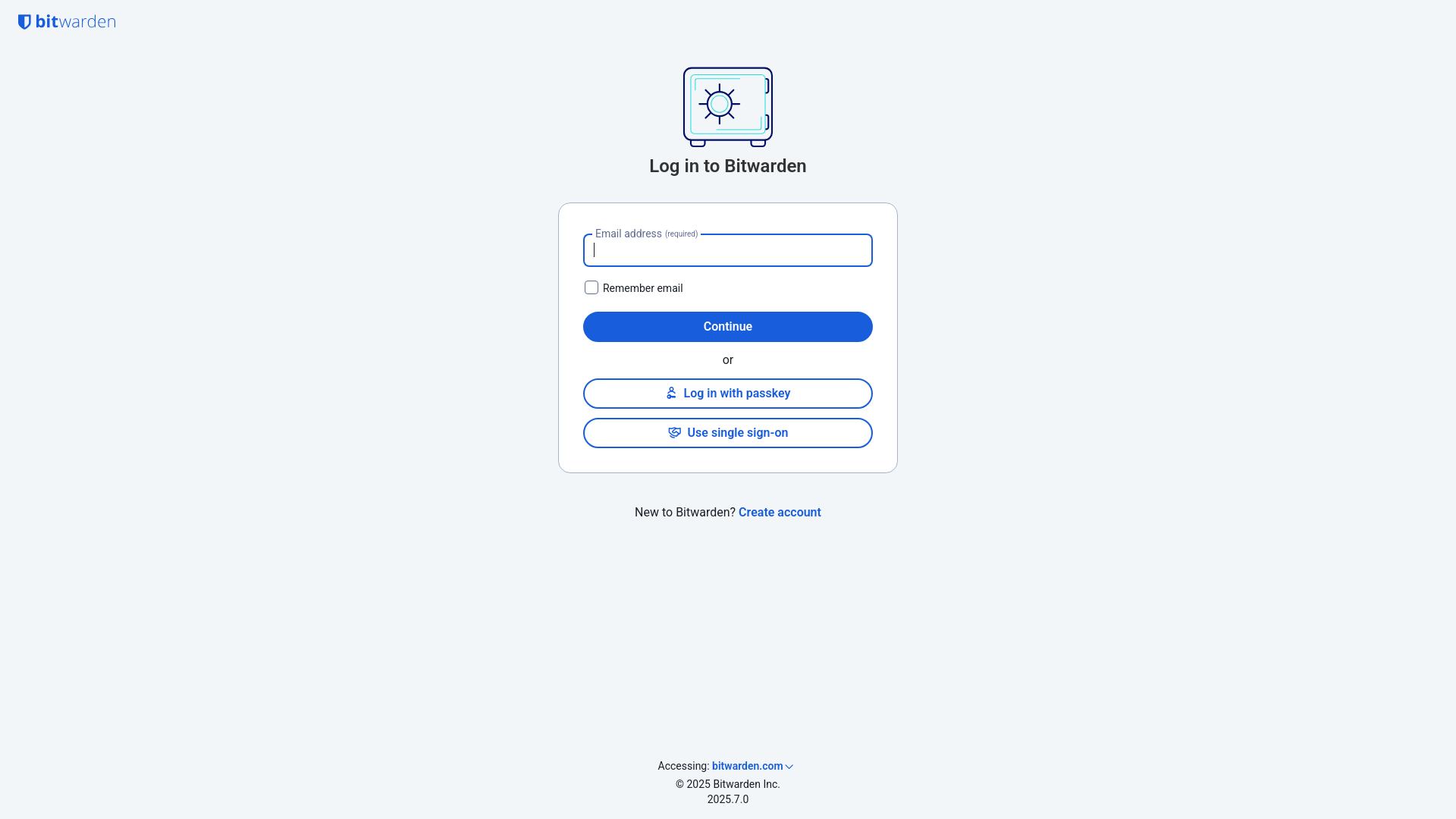 website screenshot of https://vault.bitwarden.com/#/login
