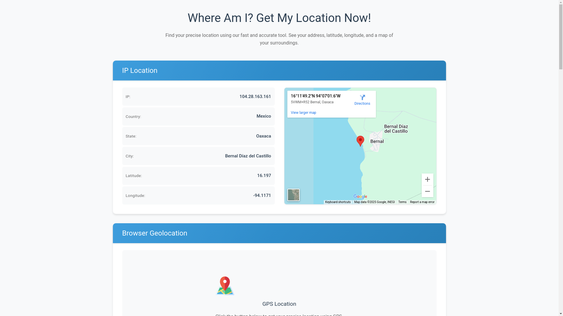website screenshot of https://wheremylocation.pages.dev/