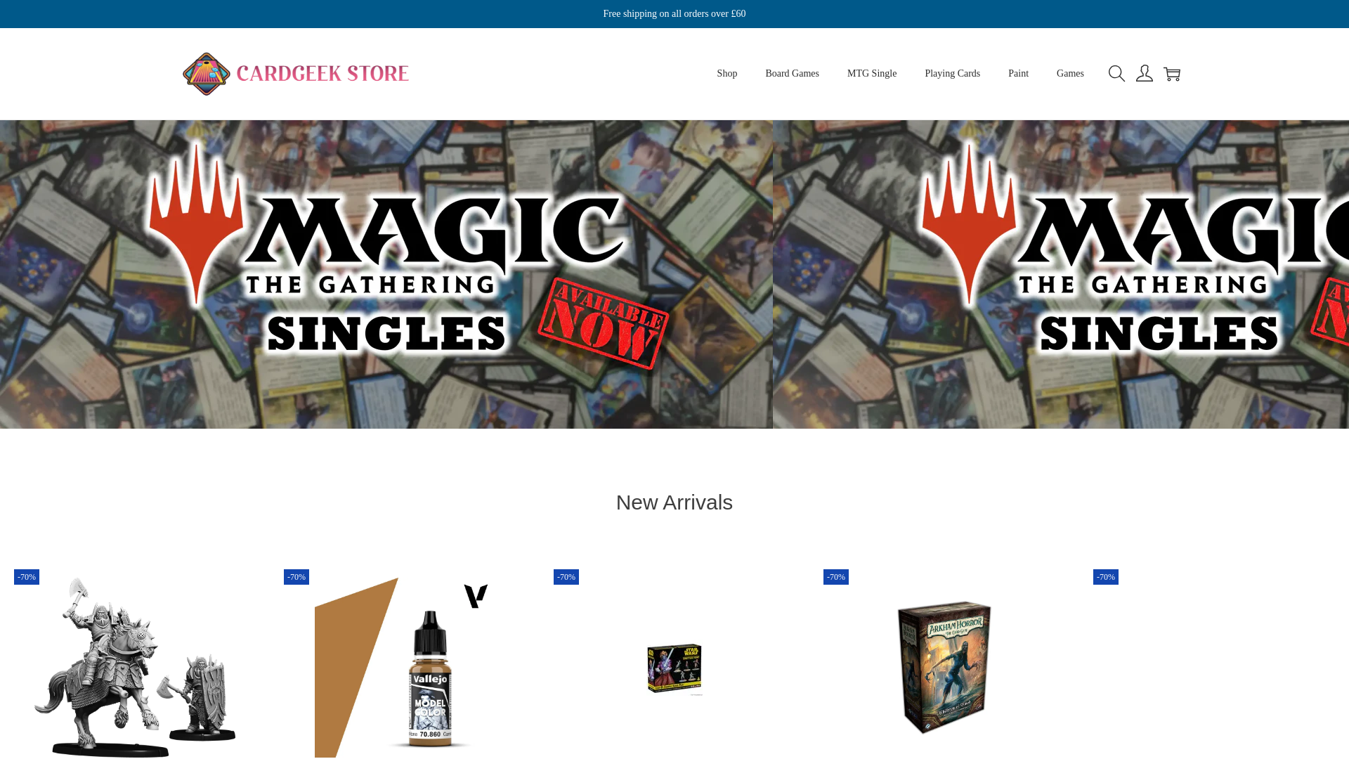 website screenshot of https://cardgeekstore.com