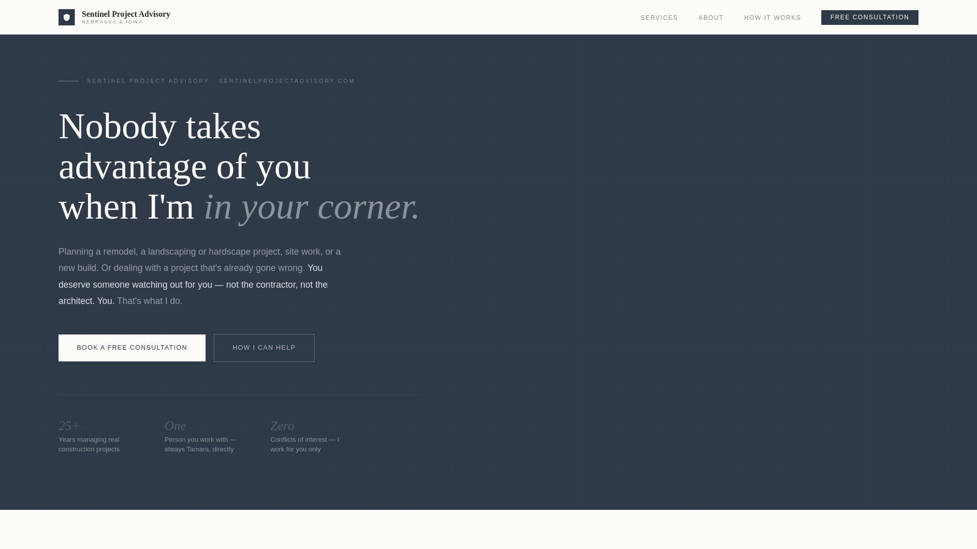 website screenshot of https://sentinelprojectadvisory.com