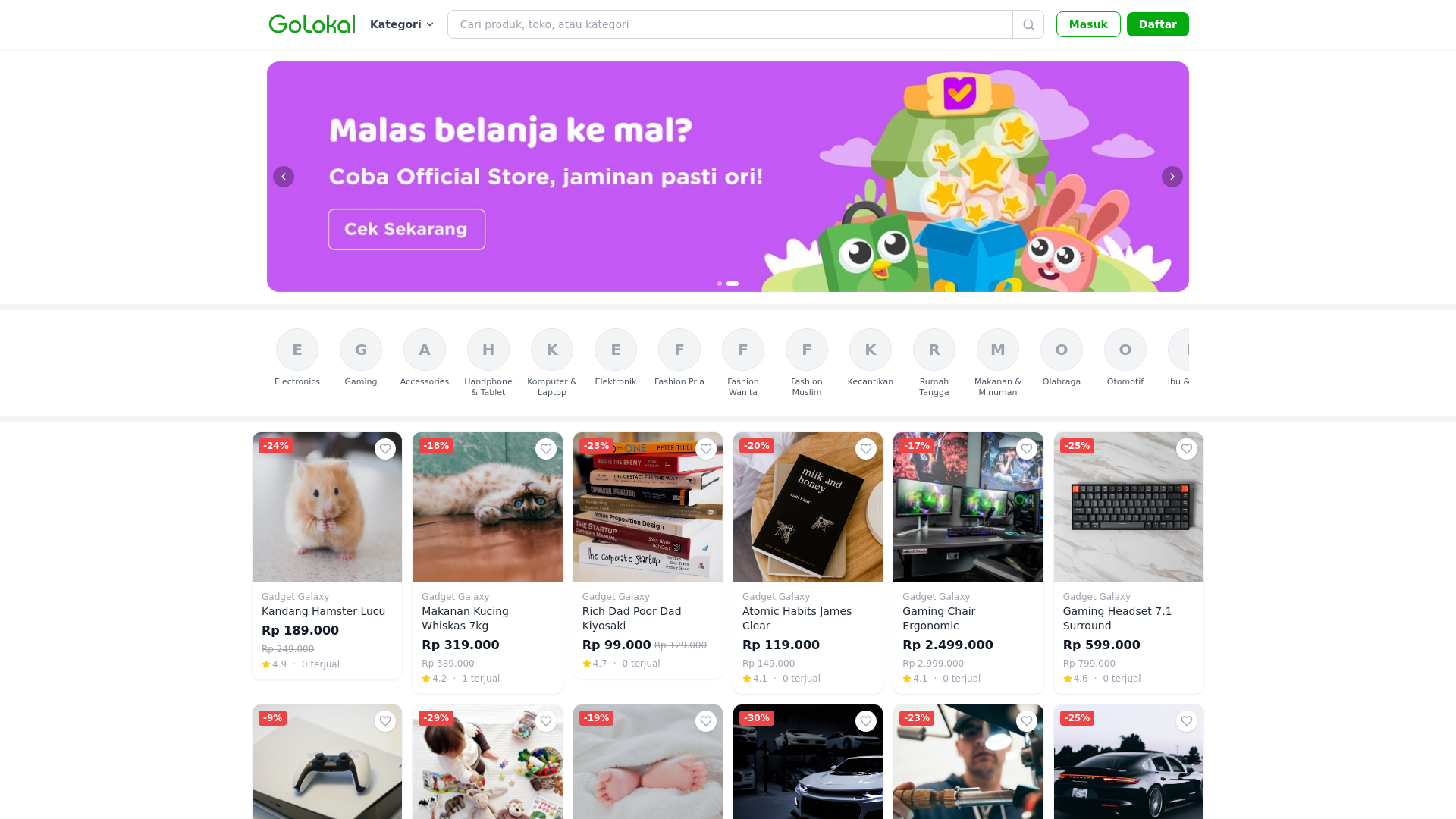 website screenshot of https://golokal.my.id/