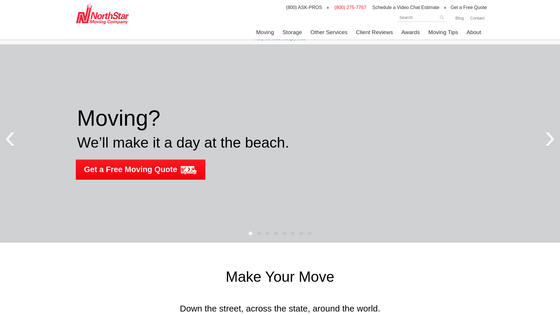 website screenshot of https://www.northstarmoving.com/
