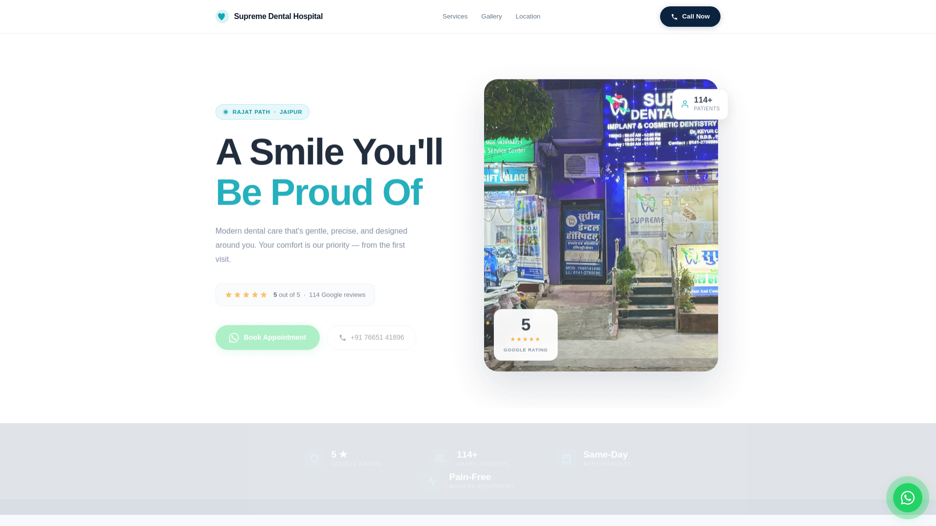 website screenshot of https://supreme-dental-hospital-jaipur.pages.dev/
