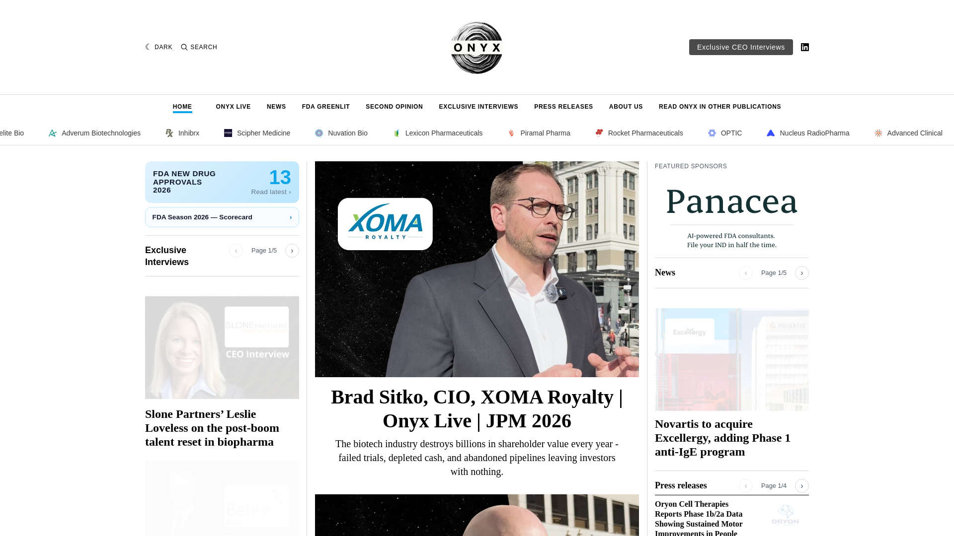 website screenshot of https://onyxbiotechmedia.com