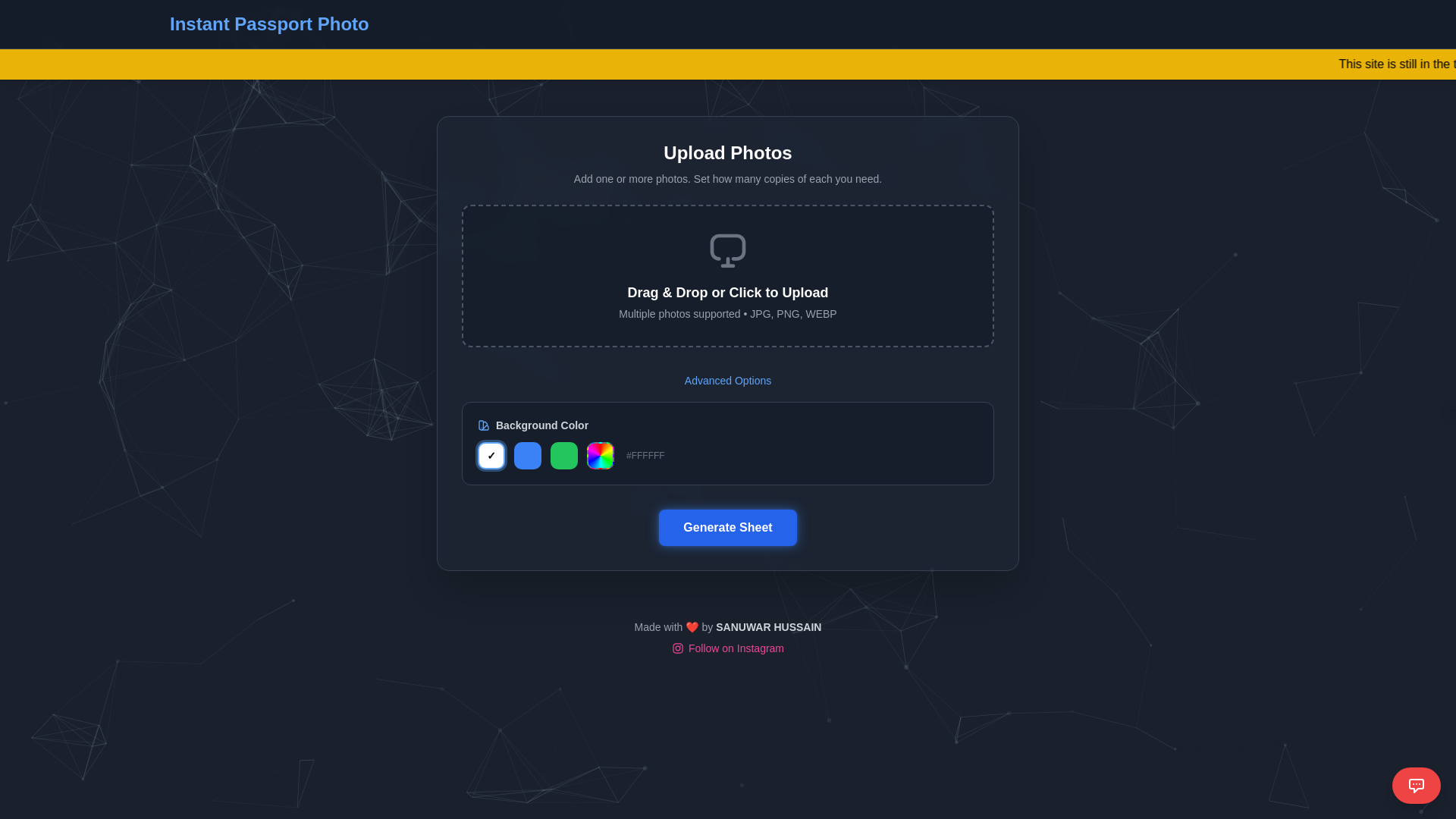 website screenshot of https://sanuwarinstantphoto.in/