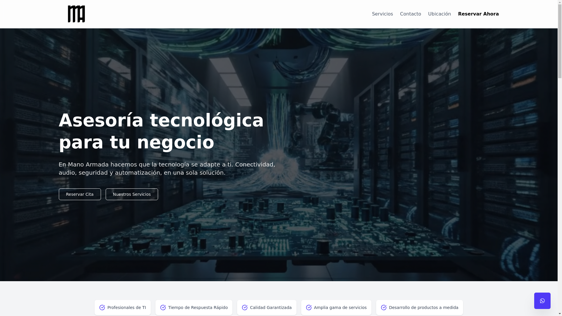website screenshot of https://manoarmada.cl