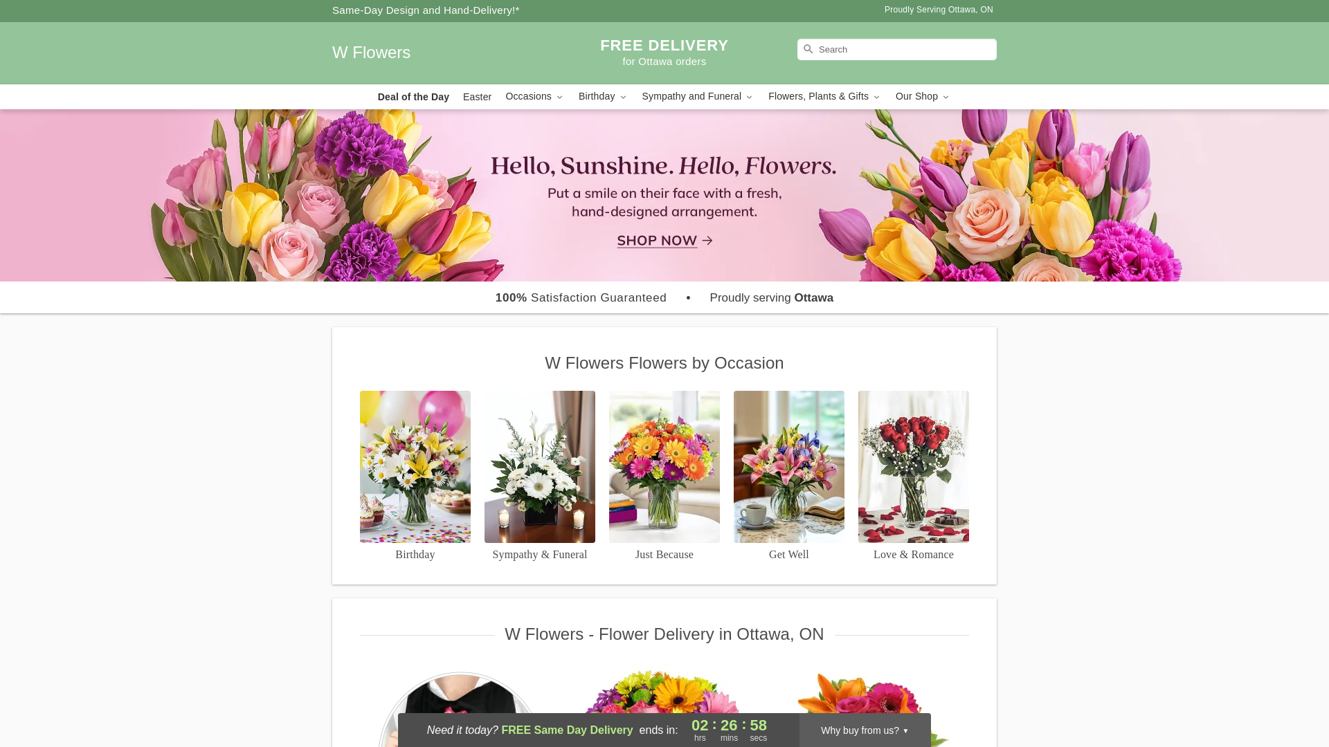 website screenshot of https://wflowersottawa.net/