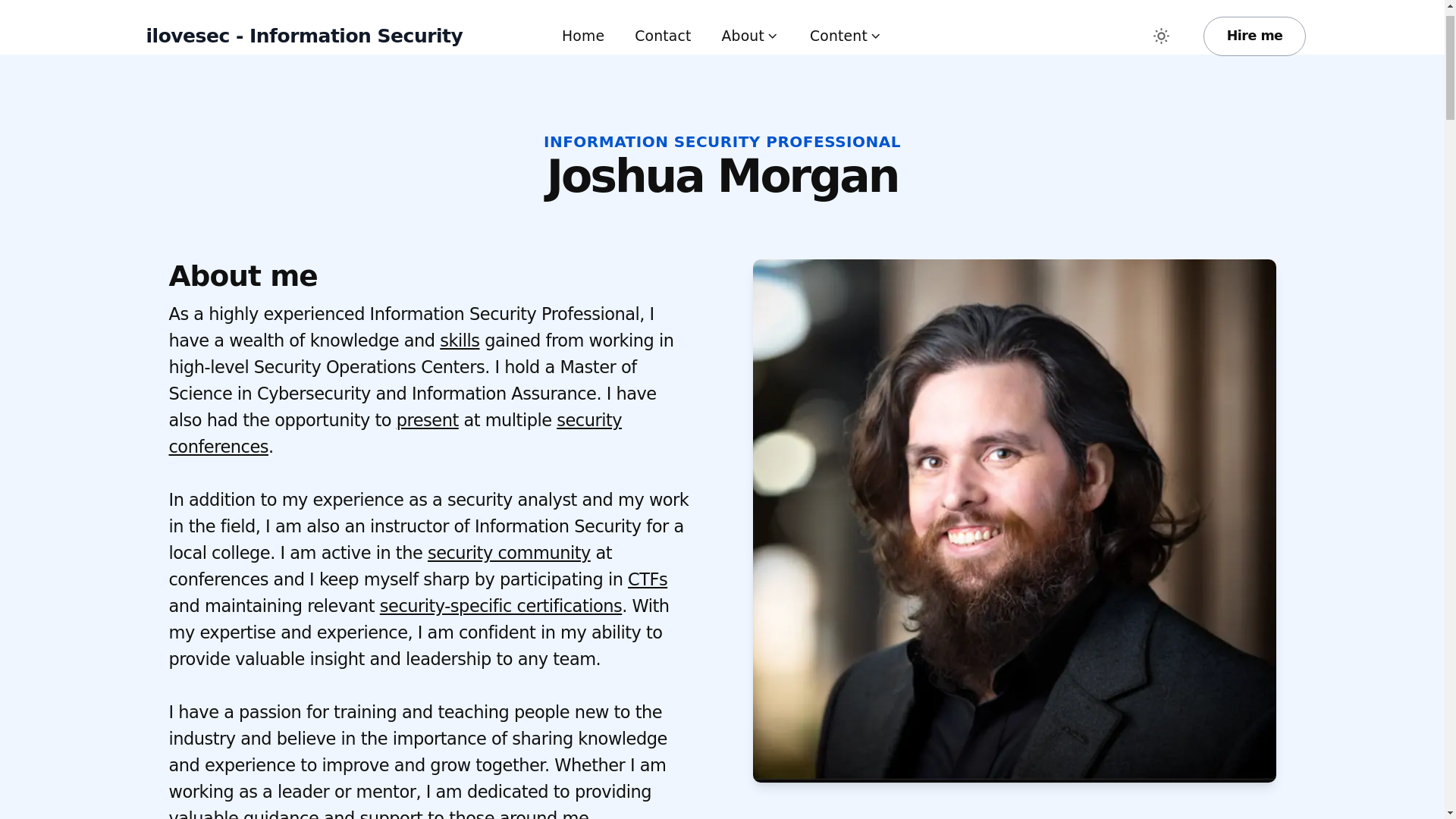 website screenshot of https://iheartsec.com/