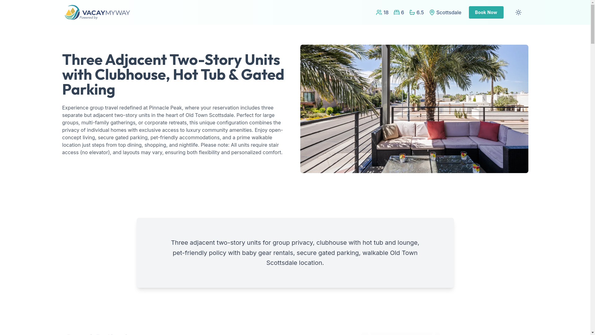 website screenshot of https://elevateoldtown.vacations/