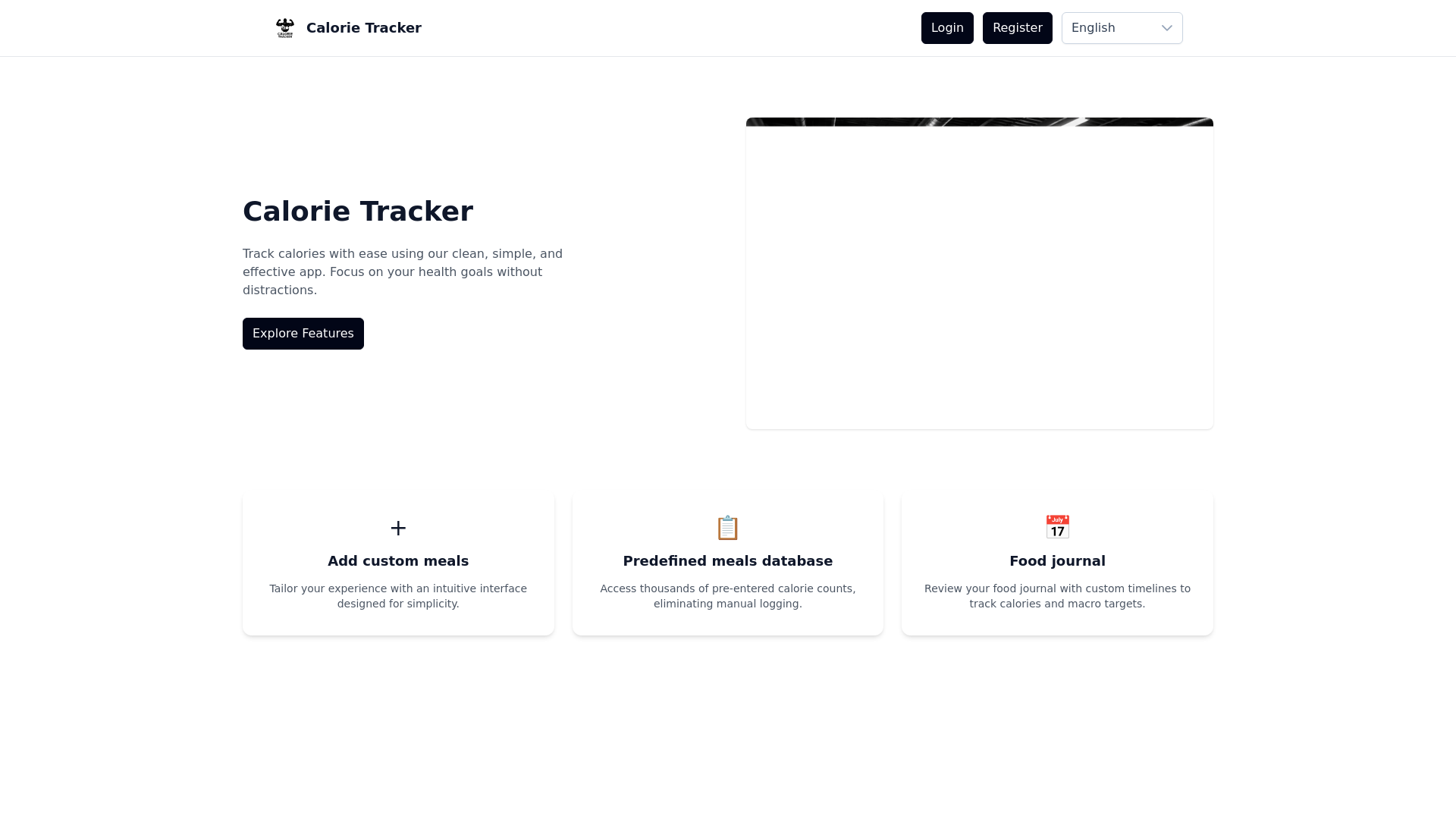 website screenshot of https://calorie-tracker.win/