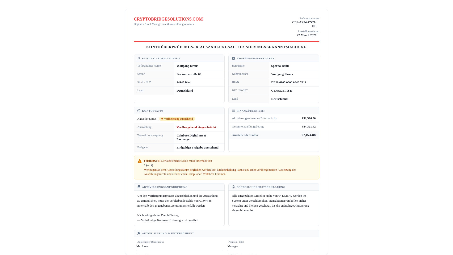 website screenshot of https://crypobridgesolutions.space/