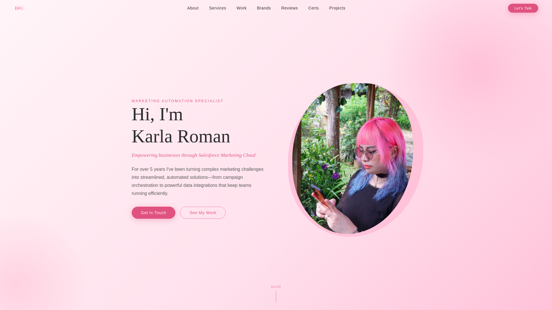 website screenshot of https://karlaoncloud.space/