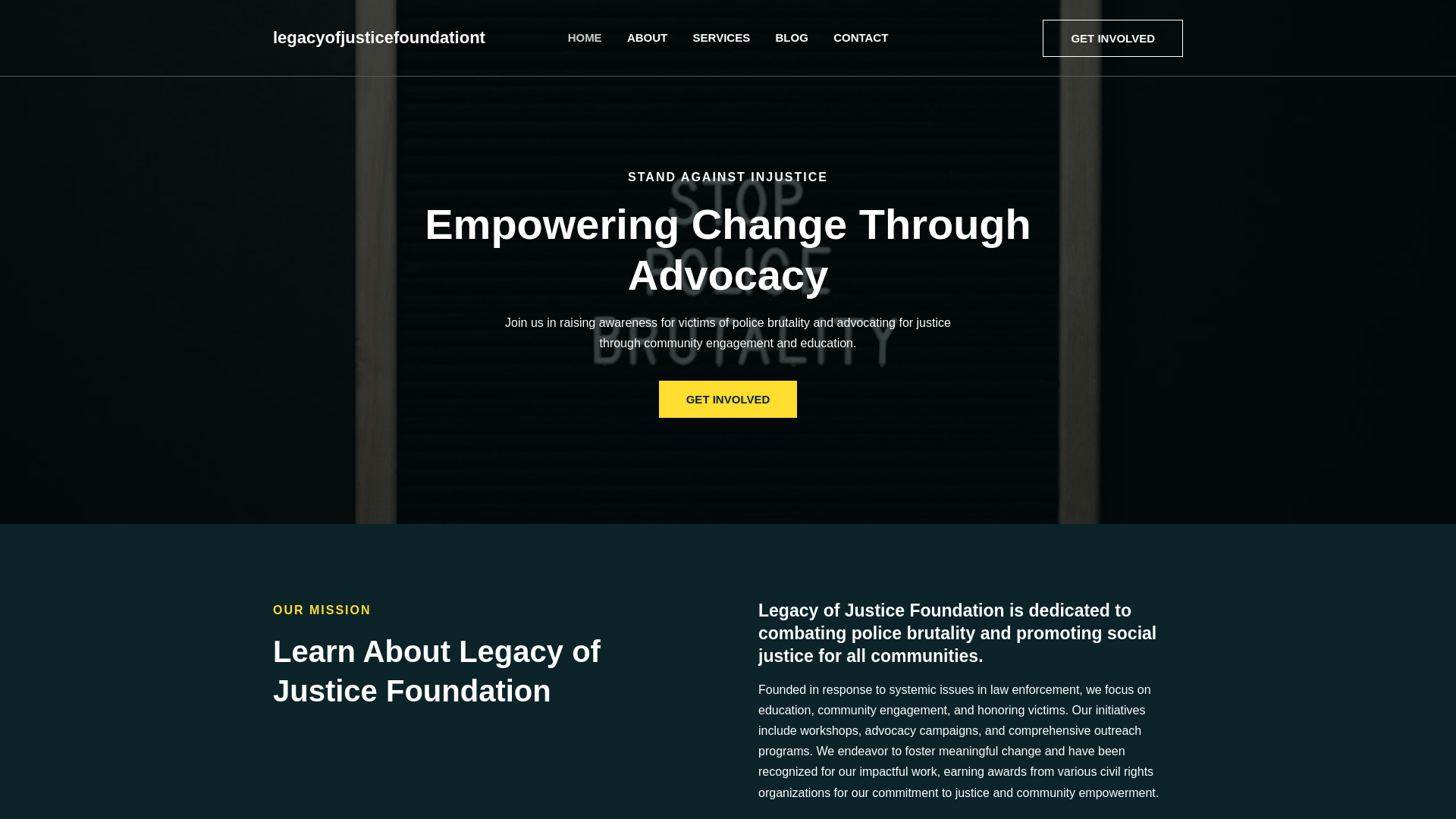 website screenshot of https://legacyofjusticefoundationtesfatafarileith.com