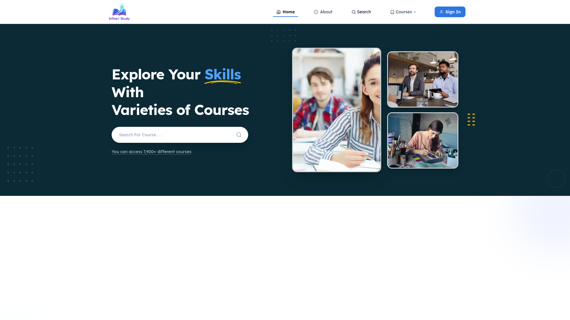website screenshot of https://infinexstudy.com/