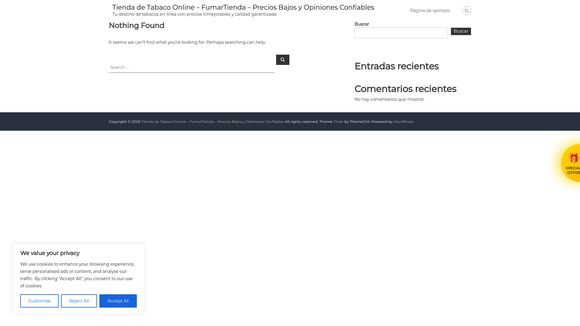 website screenshot of https://fumartienda.online/