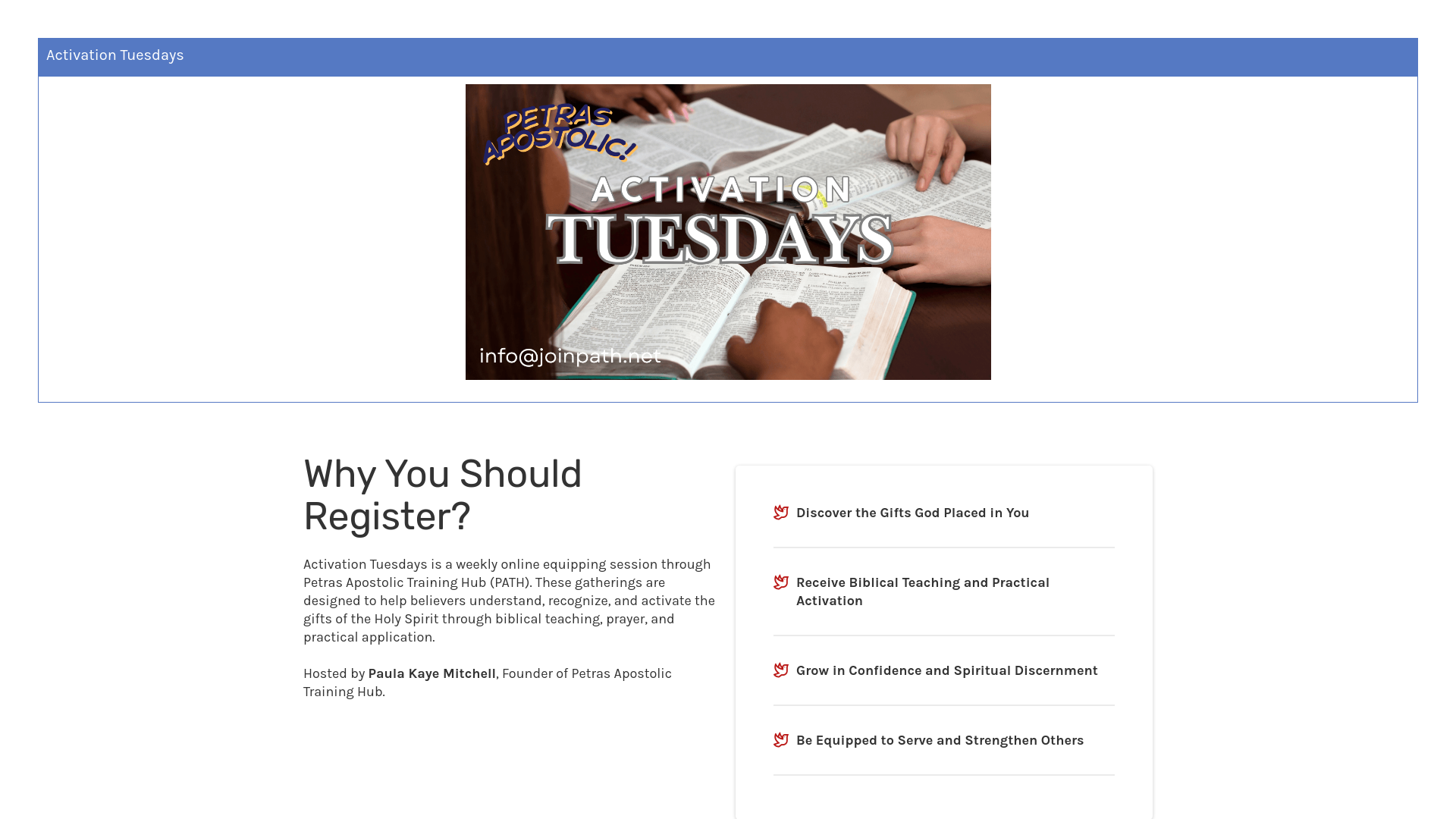 website screenshot of https://petrasapostolic.org/