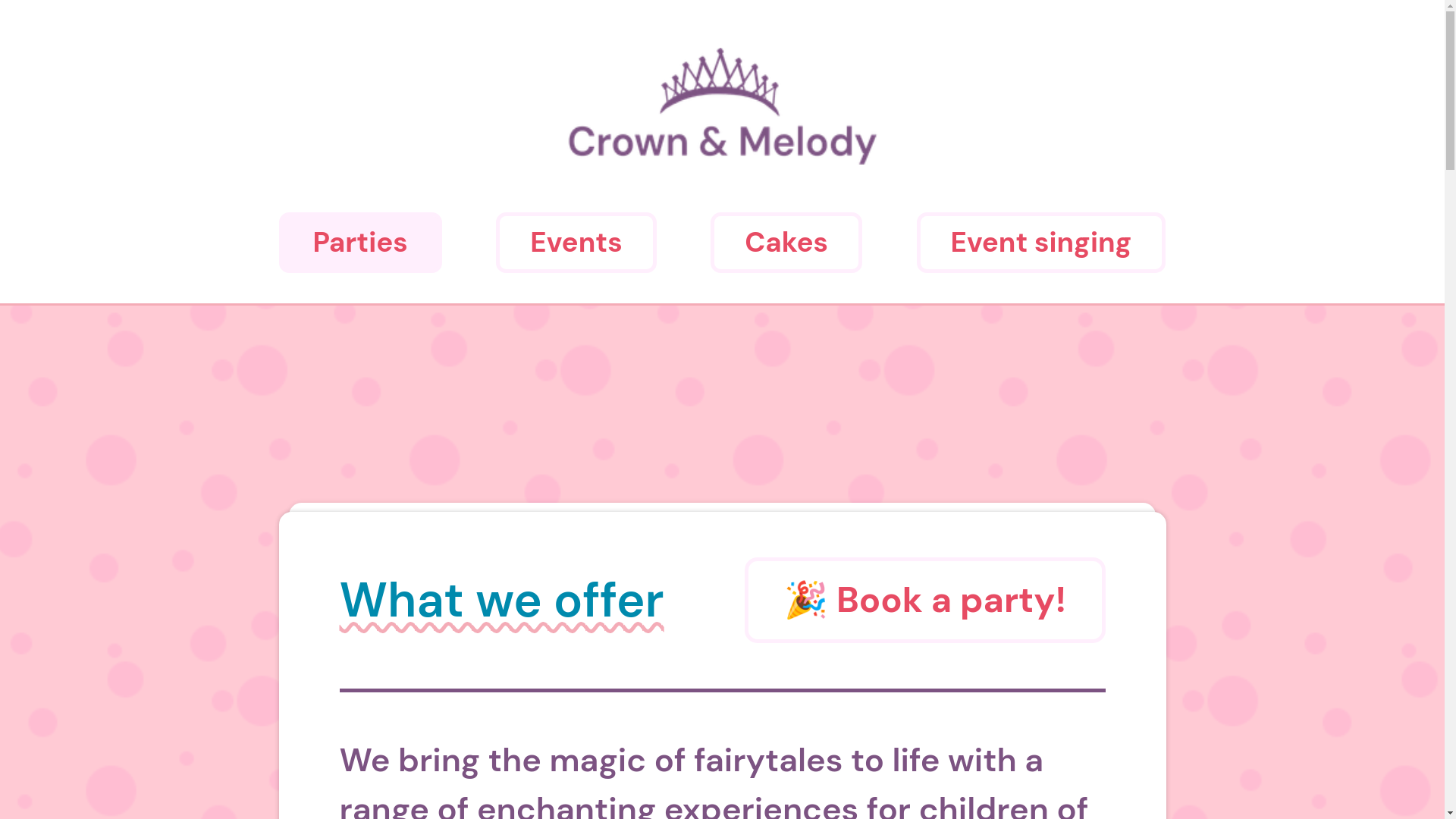 website screenshot of https://crownandmelodystudio.com/