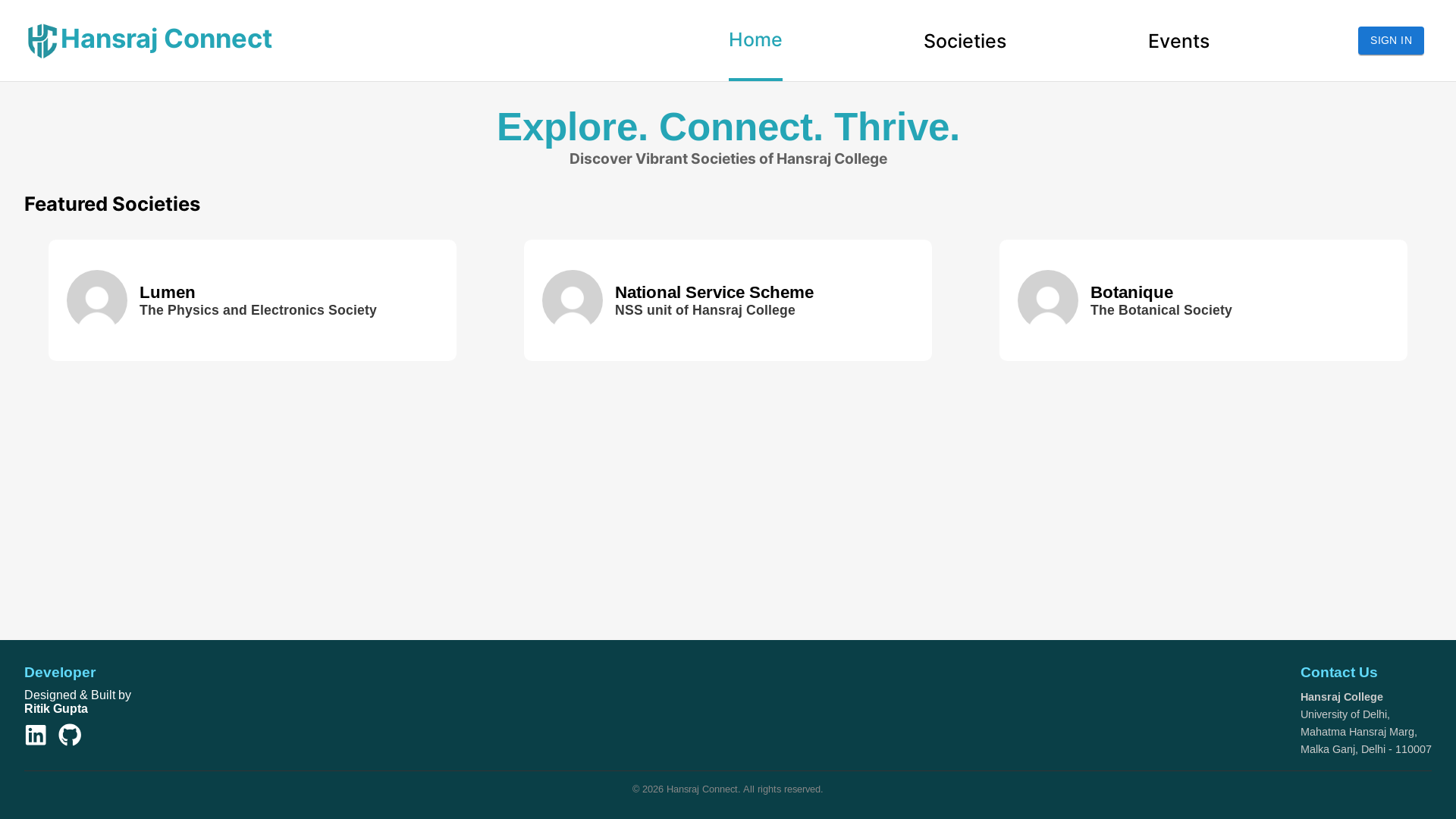 website screenshot of https://hansraj-connect.online/